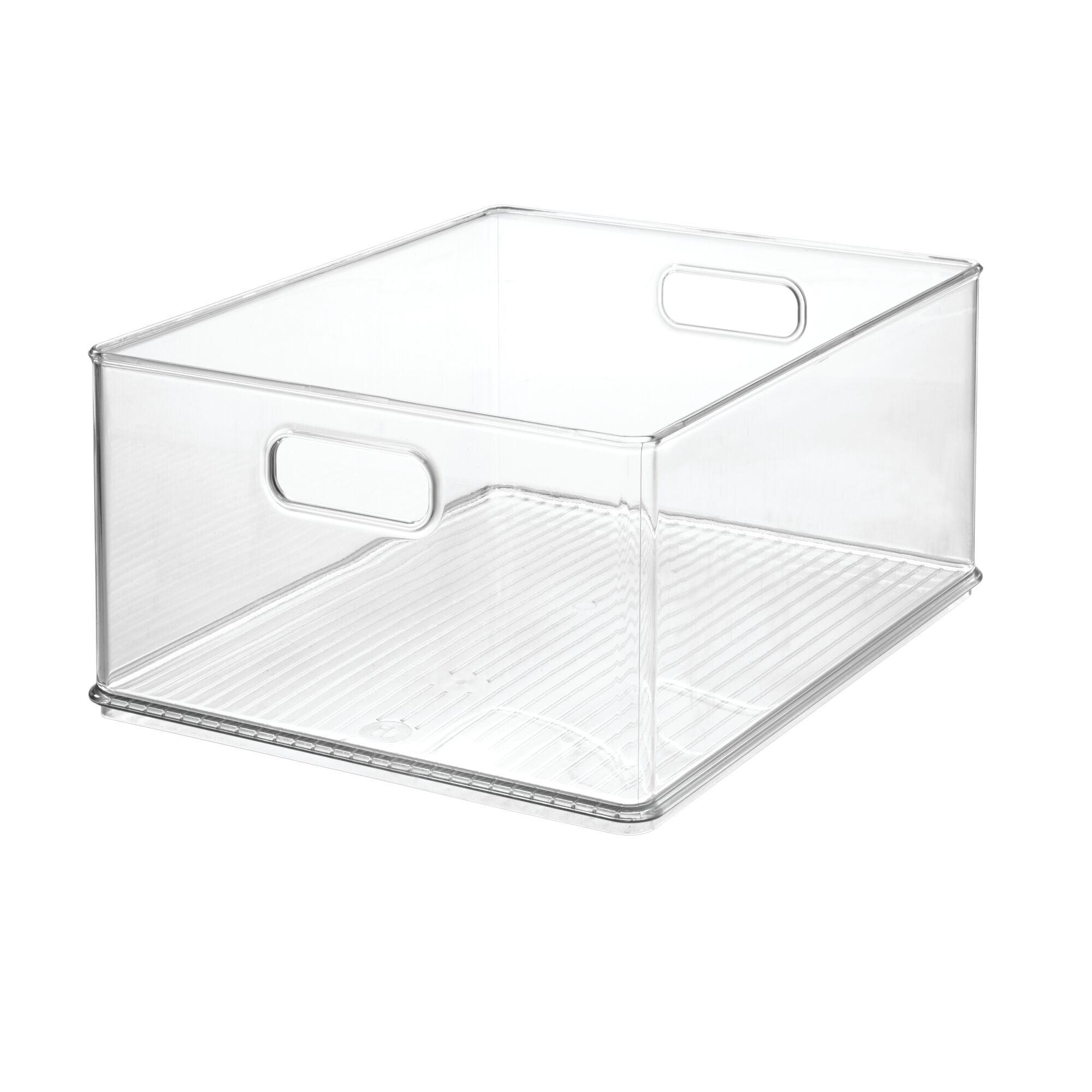 Clear Plastic Stackable Storage Bin with Handles, 18" x 13.91" x 8.7"