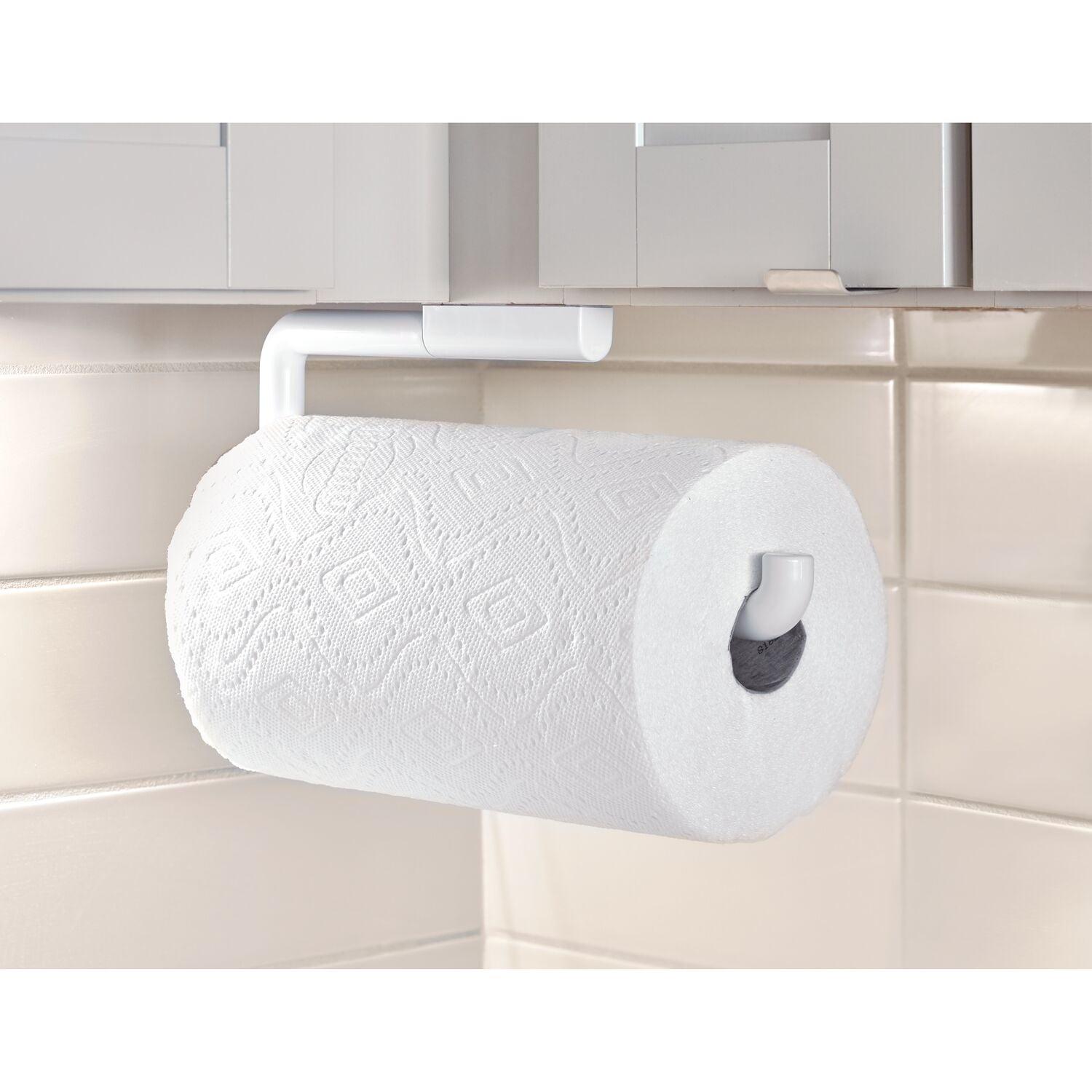 White Plastic Wall-Mounted Paper Towel Holder, 13" x 5"