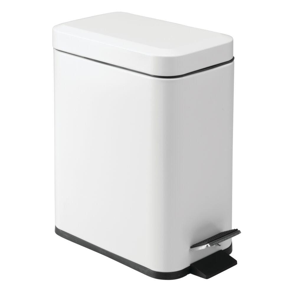 White Rectangular 5L Step Trash Can with Pedal