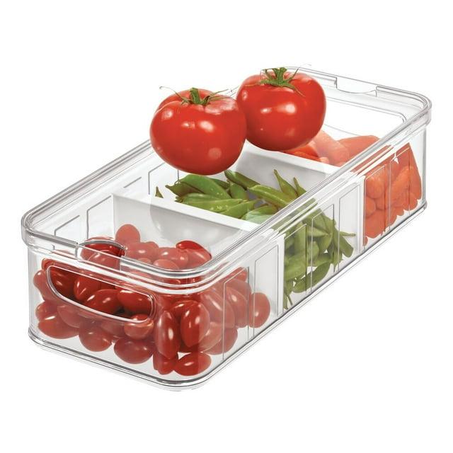 iDesign iDesign Crisp Plastic Refrigerator Pantry Divided Bin with Handles, 14.8" x 6.3" x 3.7", Clear