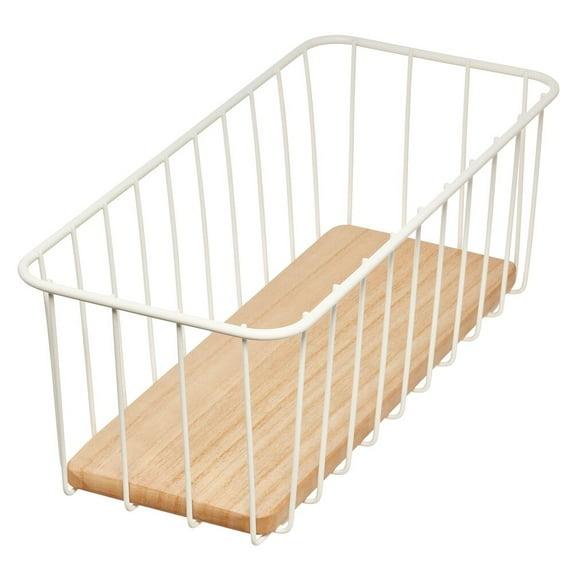 Wire & Wood Kitchen Pantry And Cabinet Organizer Bin, 14” X 6” X 5”
