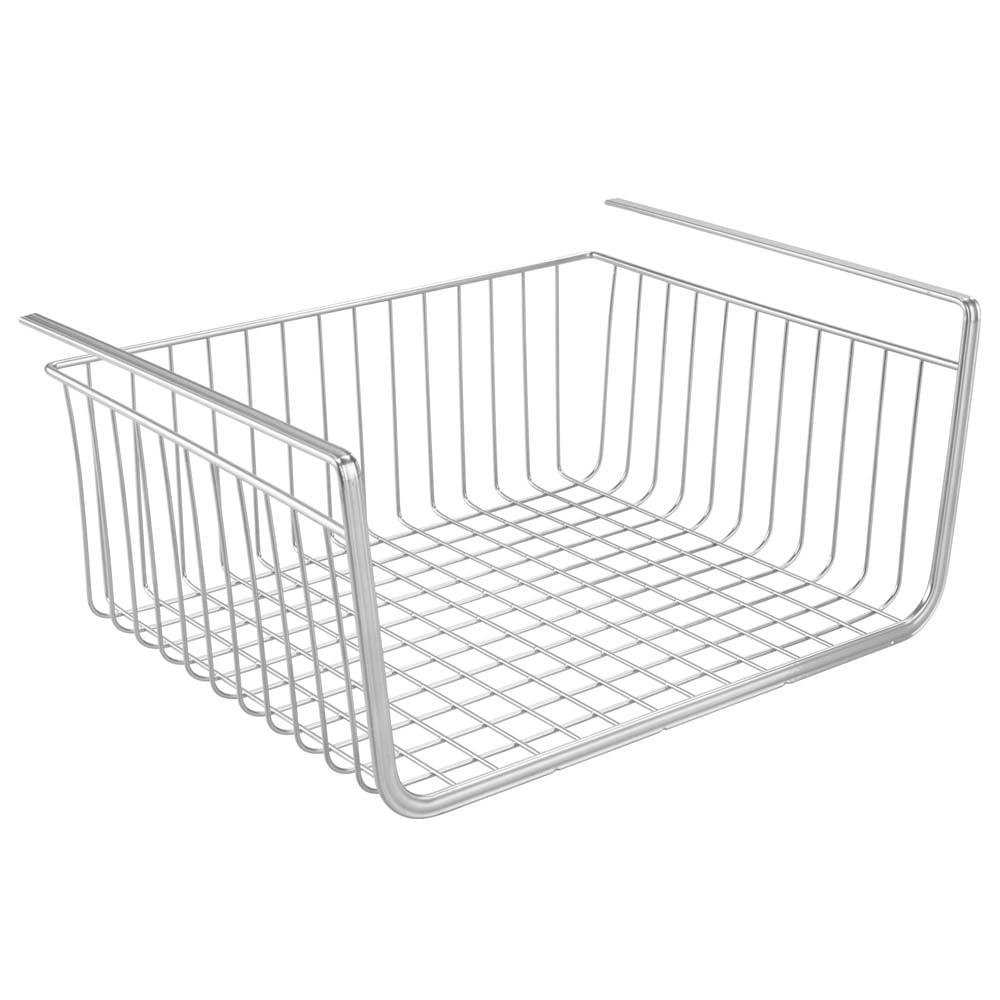 Silver Steel Wire Under Shelf Storage Basket, 10x12.5x5.7 Inches