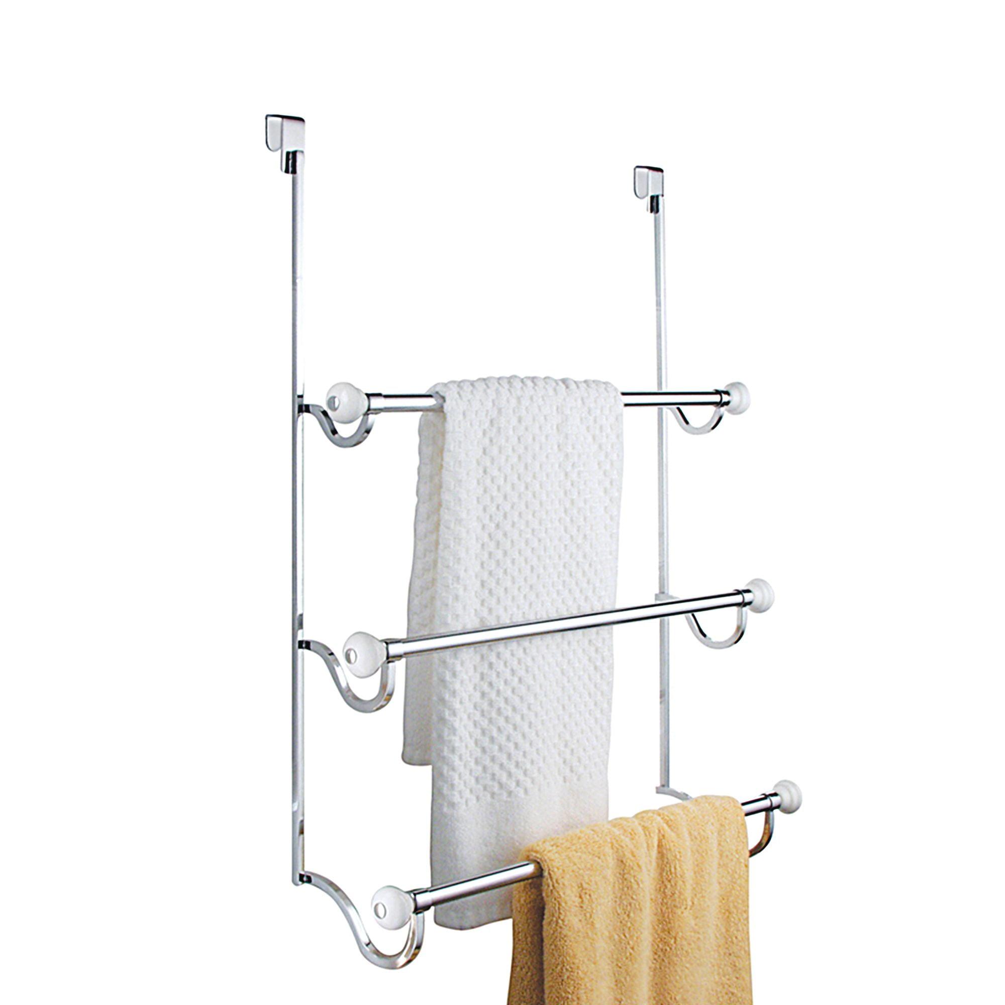 York Metal Over the Shower Door Towel Rack for Bathroom, 4.75" x 17.75" x 22.5", Chrome