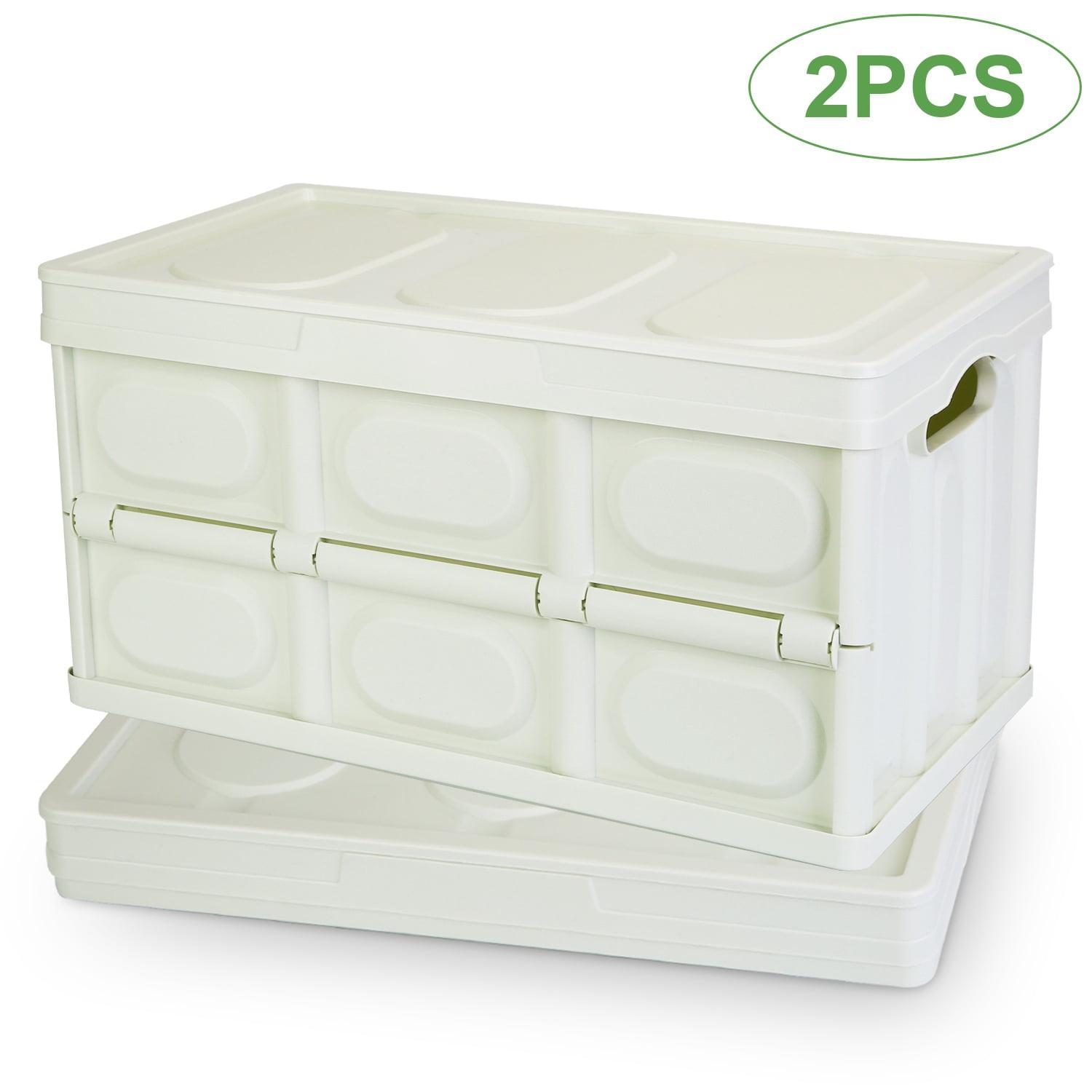 iMounTEK Contenedor de Almacenamiento Plegable con Tapa Cajas de Almacenamiento Plegables de Plástico Grandes de 56 L para Organizar Cajas de Almacenamiento Apilables, Paquete de 2 (Verde)