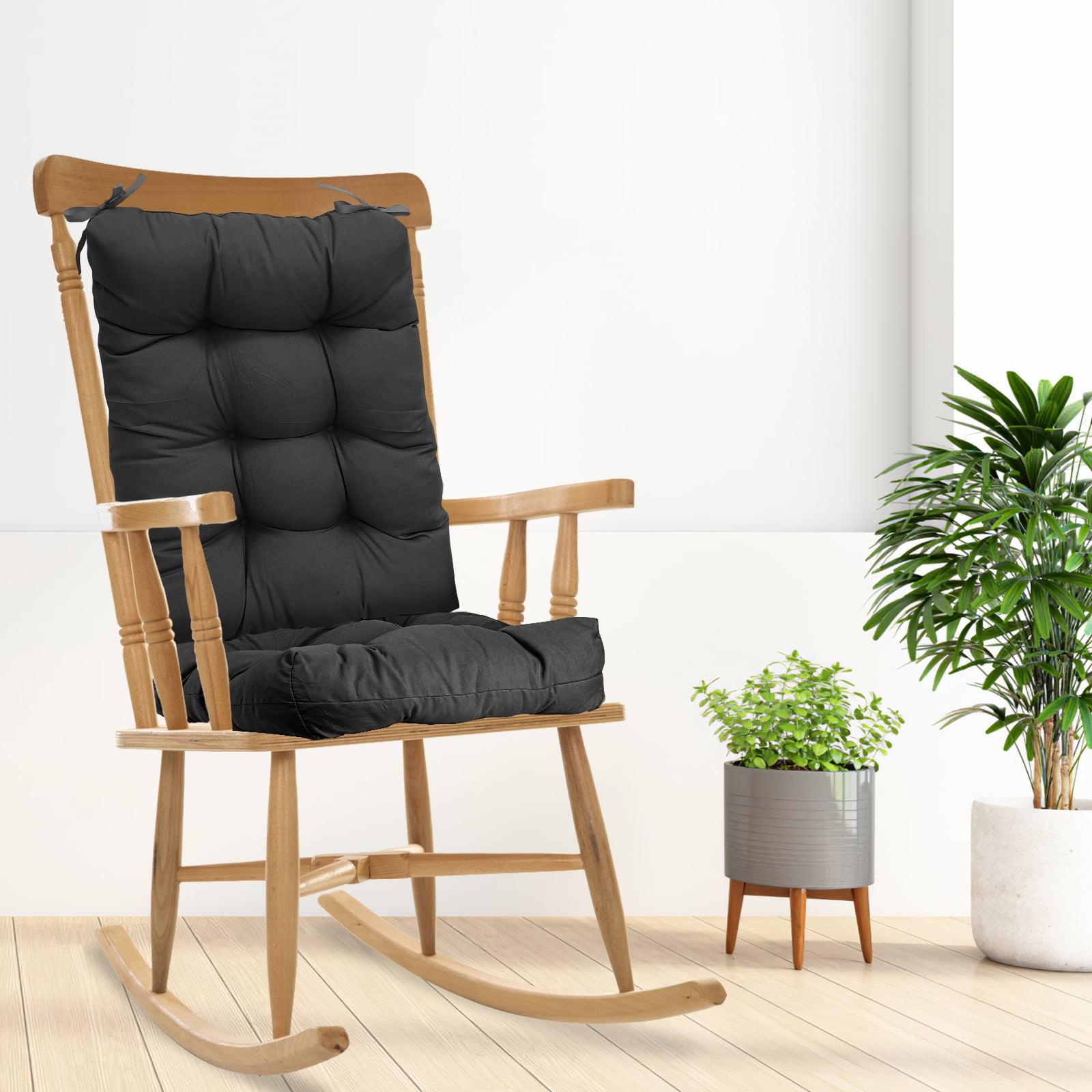 iMounTEK Rocking Chair Cushion Indoor Rocking Chair Pads Back and Seat Sets with Ties, 2 Piece for Indoor Home Office Car, Black