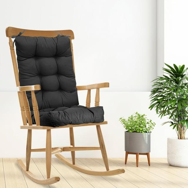 iMounTEK Rocking Chair Cushion Indoor Rocking Chair Pads Back and Seat Sets with Ties, 2 Piece for Indoor Home Office Car, Black