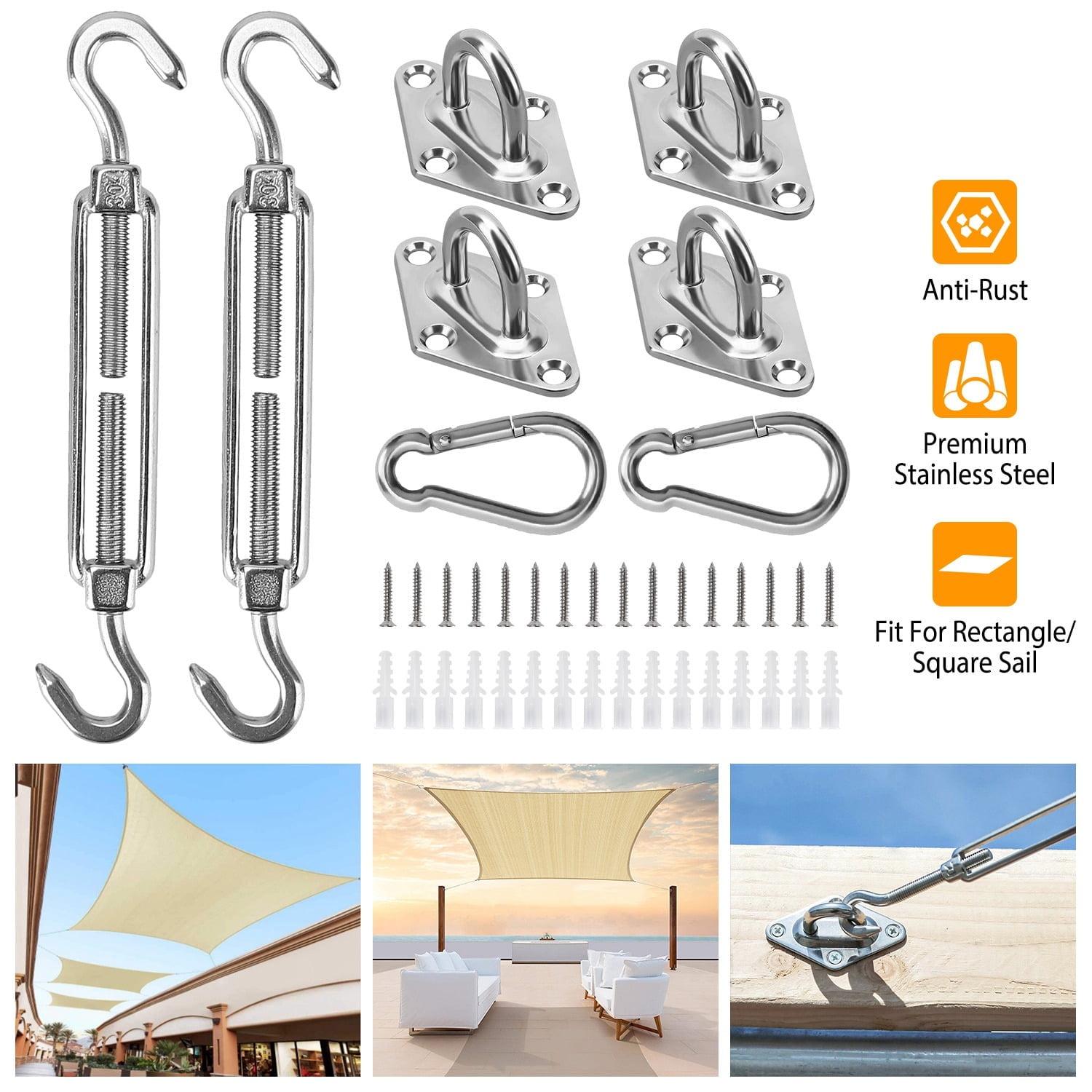 LakeForest"Stainless Steel Sun Shade Sail Hardware Kit for Easy Installation of Rectangular & Square Sails"Silver