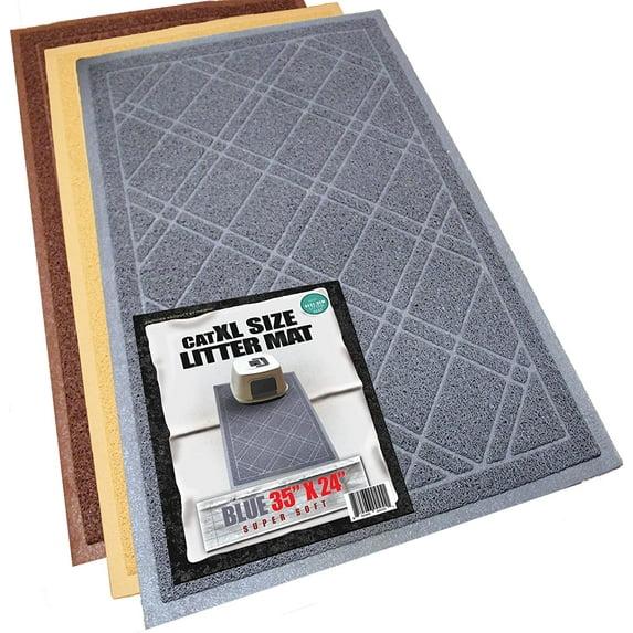 iPrimio Cat Litter Mat - Traps Litter from Paws and Box - Extra Soft Mesh – Phthalate & BPA Free - Suitable for Giant, Jumbo, Small Cats and Kittens - Extra Large (35” x 23.5”) - Blue Gray