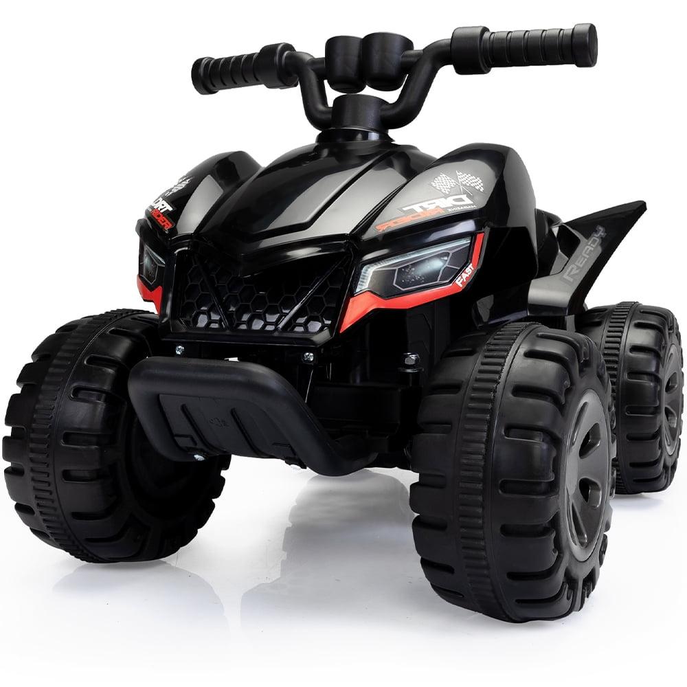 6V Black Kids Ride-On Quad with LED Lights and Music