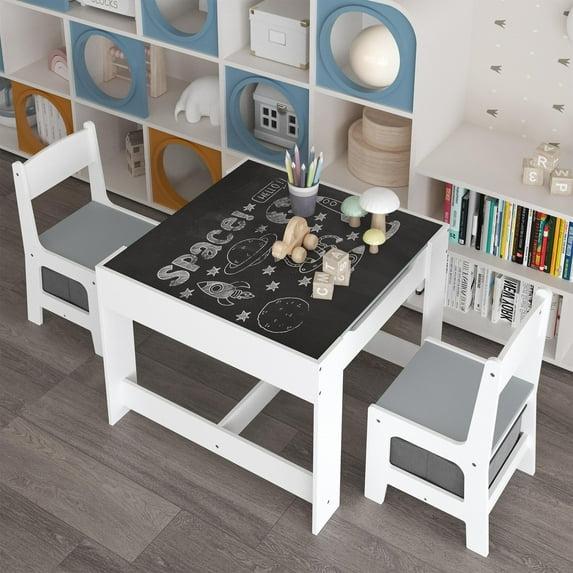 Isabelle & Max™ Kids Table and Chair Set, 4 in 1 Wooden Activity Desk, w/Blackboard, Storage, Toddlers Art Crafts Drawing Reading Playroom