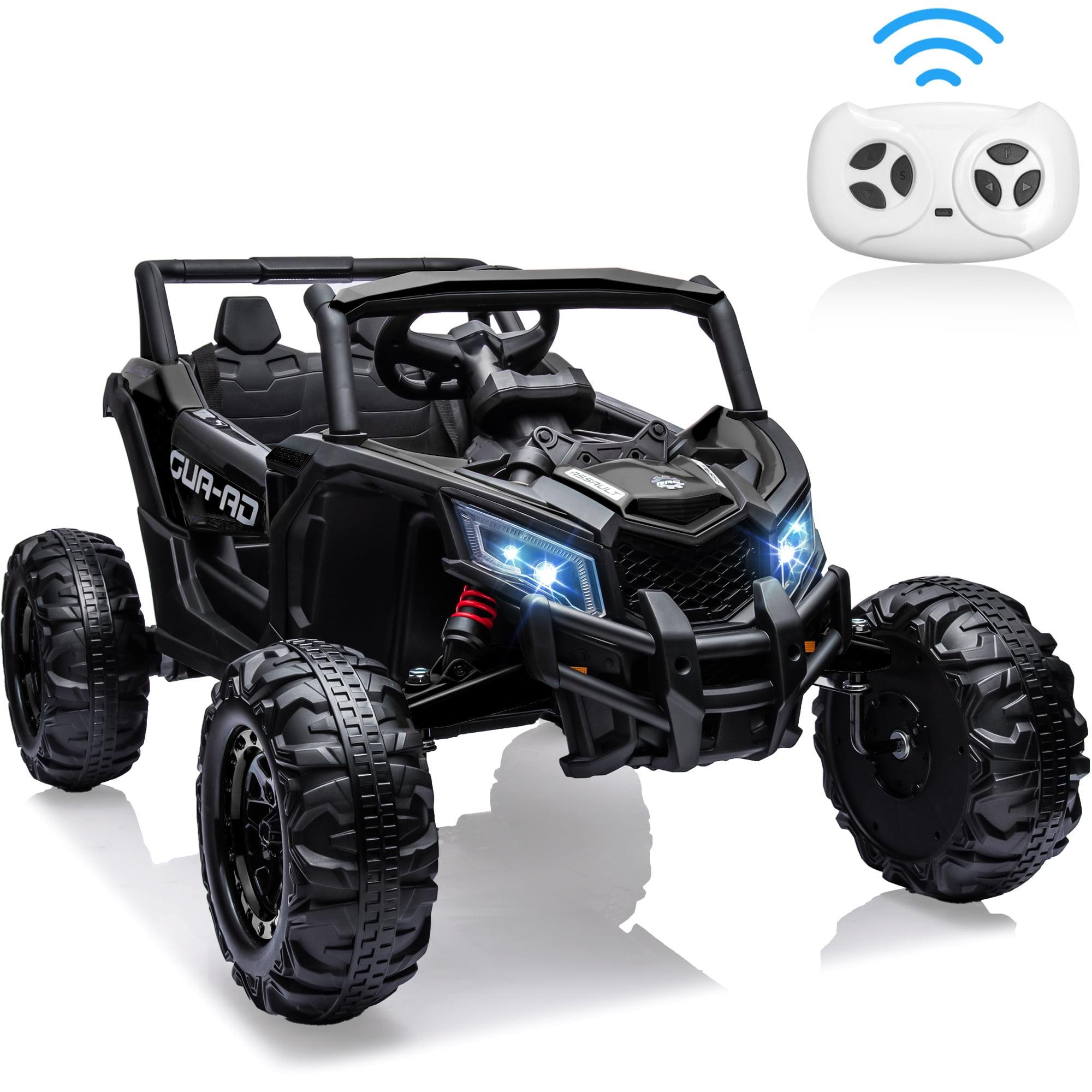 iRerts 24V Powered Ride on Car UTV, Larger Seat Kids Ride on Toys with Remote Control, Bluetooth, Music Player, Spring Suspension, LED Lights, Kid Car 4 Wheeler Electric Vehicles for Boys Girls, Black