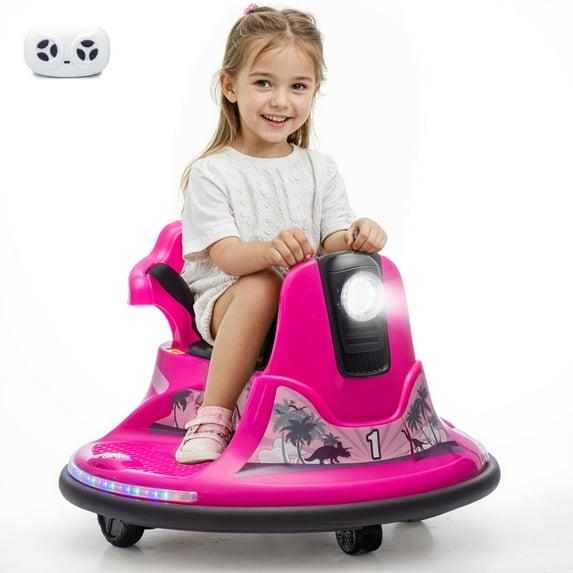 iRerts Ride on Toys for Toddlers, 12V Bumper Car for Kids Ages 2-5 Gifts, Ride on Cars with Remote Control, Bluetooth, MP3 Music, Light Belt, Rose Red