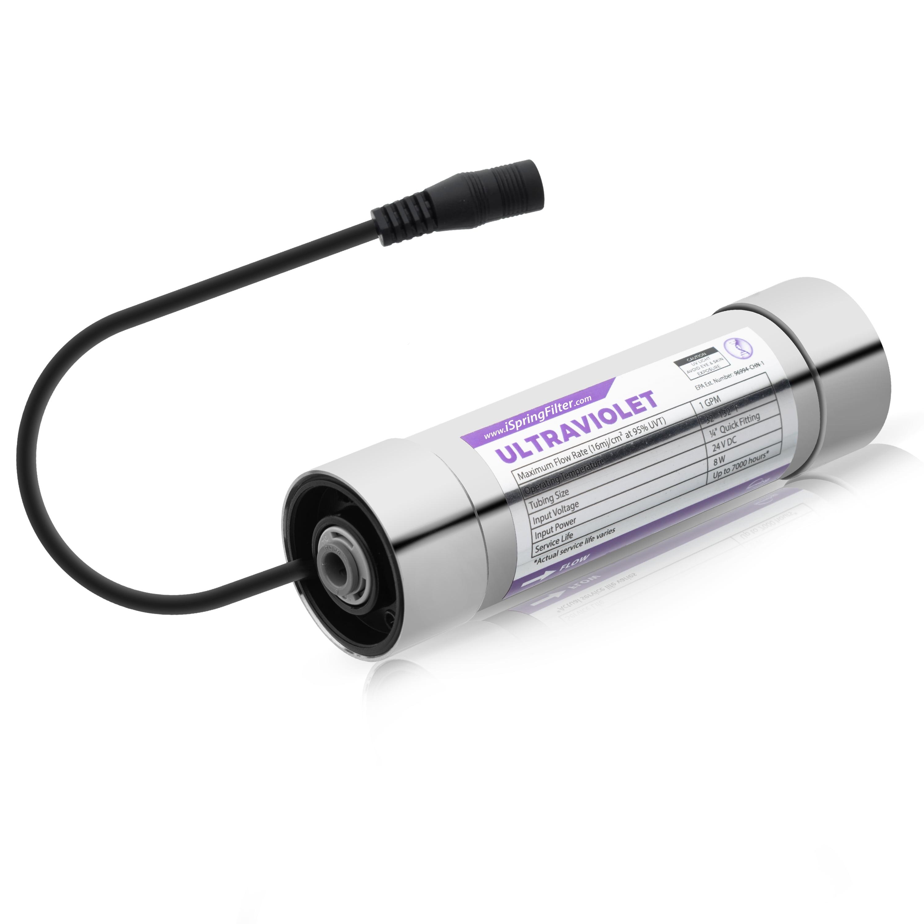 iSpring Water Systems UVF8 iSpring UVF8 LED UV Water Filter, Add-on Kit for Under Sink Water Filtration Systems, Mercury-Free, Stainless Steel