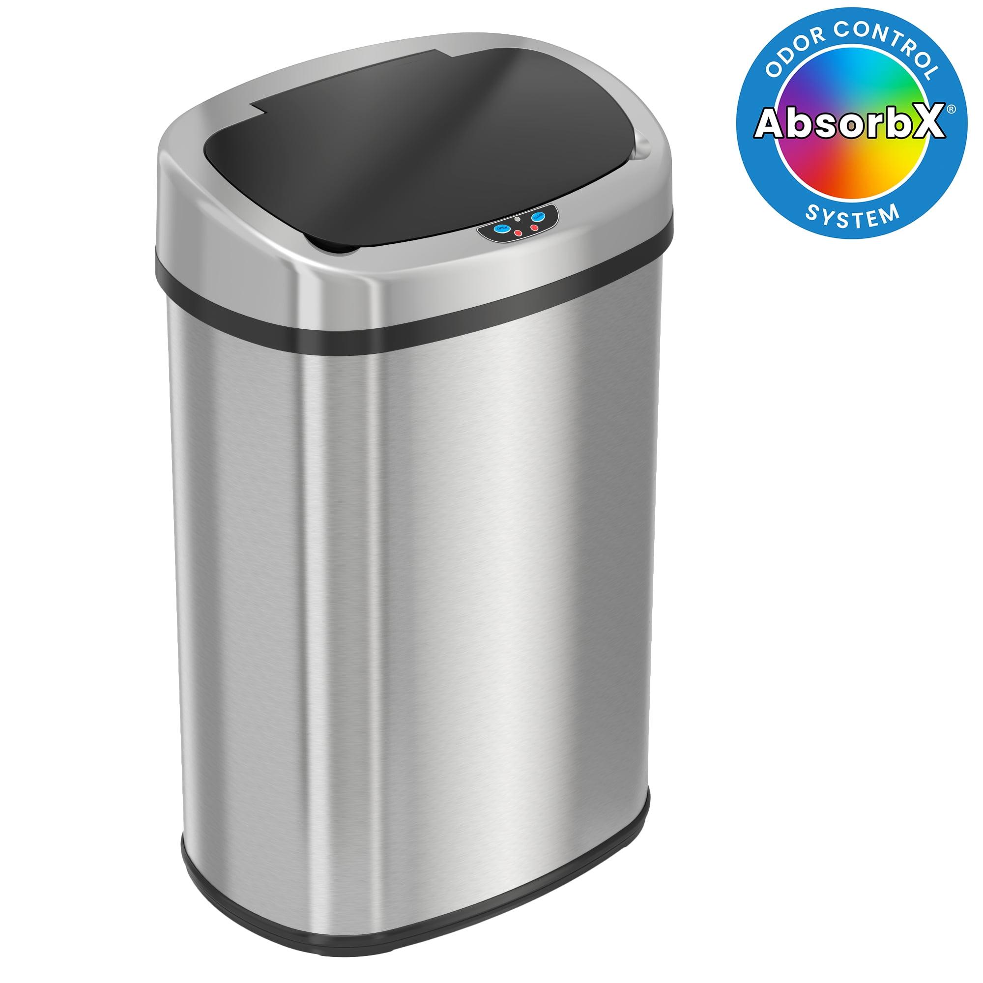 iTouchless Sensor Kitchen Trash Can with AbsorbX Odor Filter 13 Gallon Silver Stainless Steel