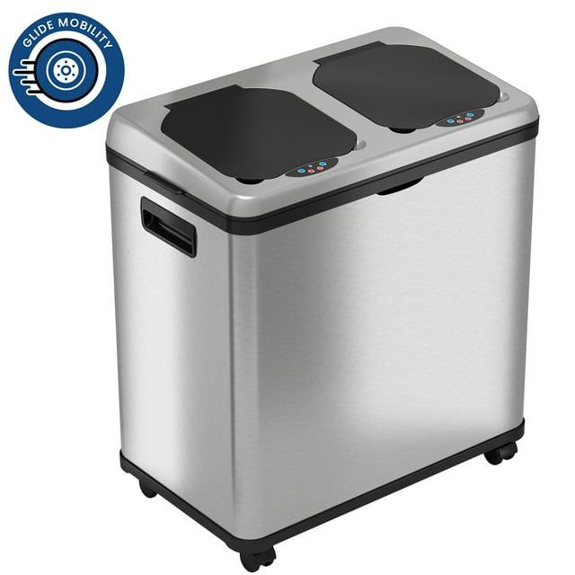 iTouchless Erik Stainless Steel 16 Gallon Motion Sensor Multi-Compartments Trash & Recycling Bin