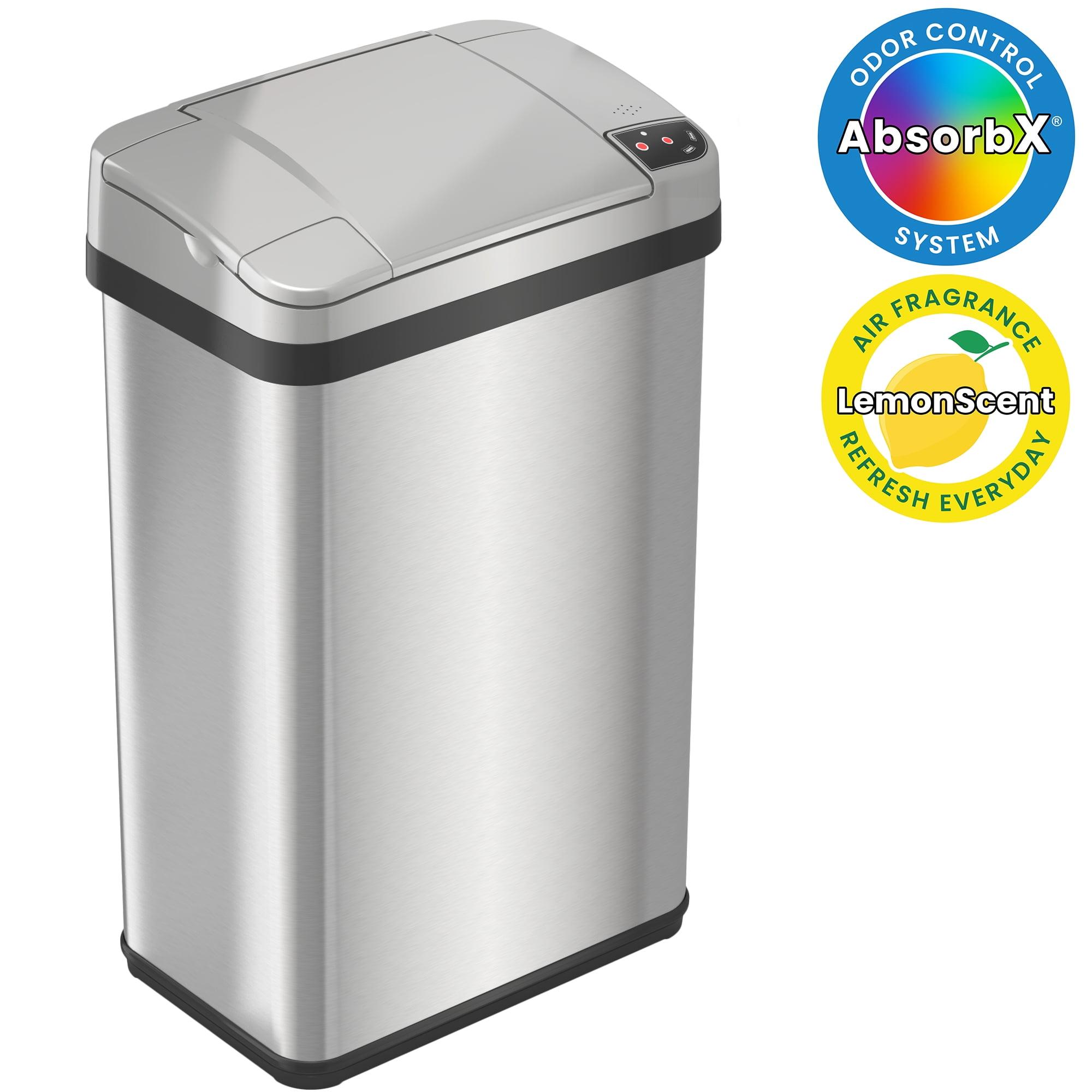 iTouchless Sensor Bathroom Trash Can with AbsorbX Odor Filter and Fragrance 4 Gallon Silver Stainless Steel