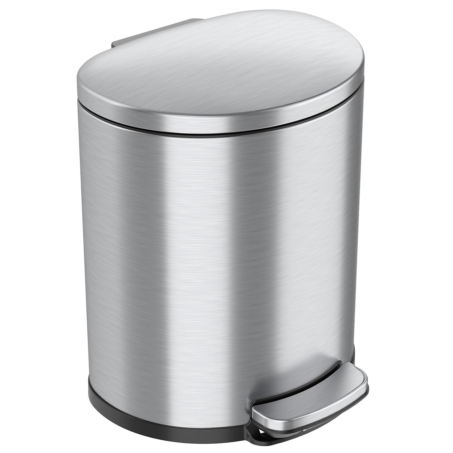 Itouchless Softstep 5 Gallon Stainless Steel Step Trash Can With Odor Filter 19 L Bathroom, Kitchen, Home Office Pedal Garbage Bin, Removable Bucket