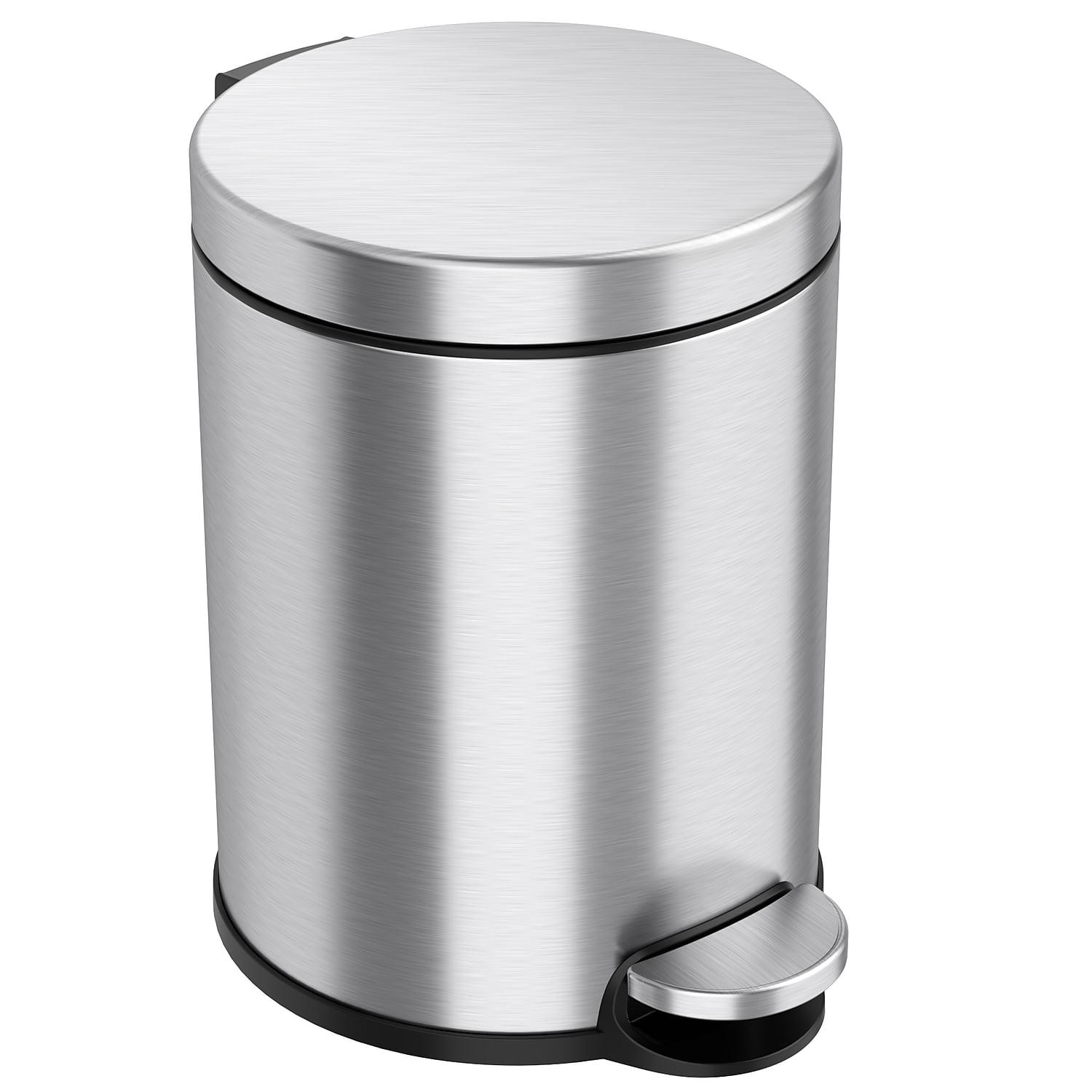 Stainless Steel 1.3 Gallon Round Step Trash Can with Odor Filter