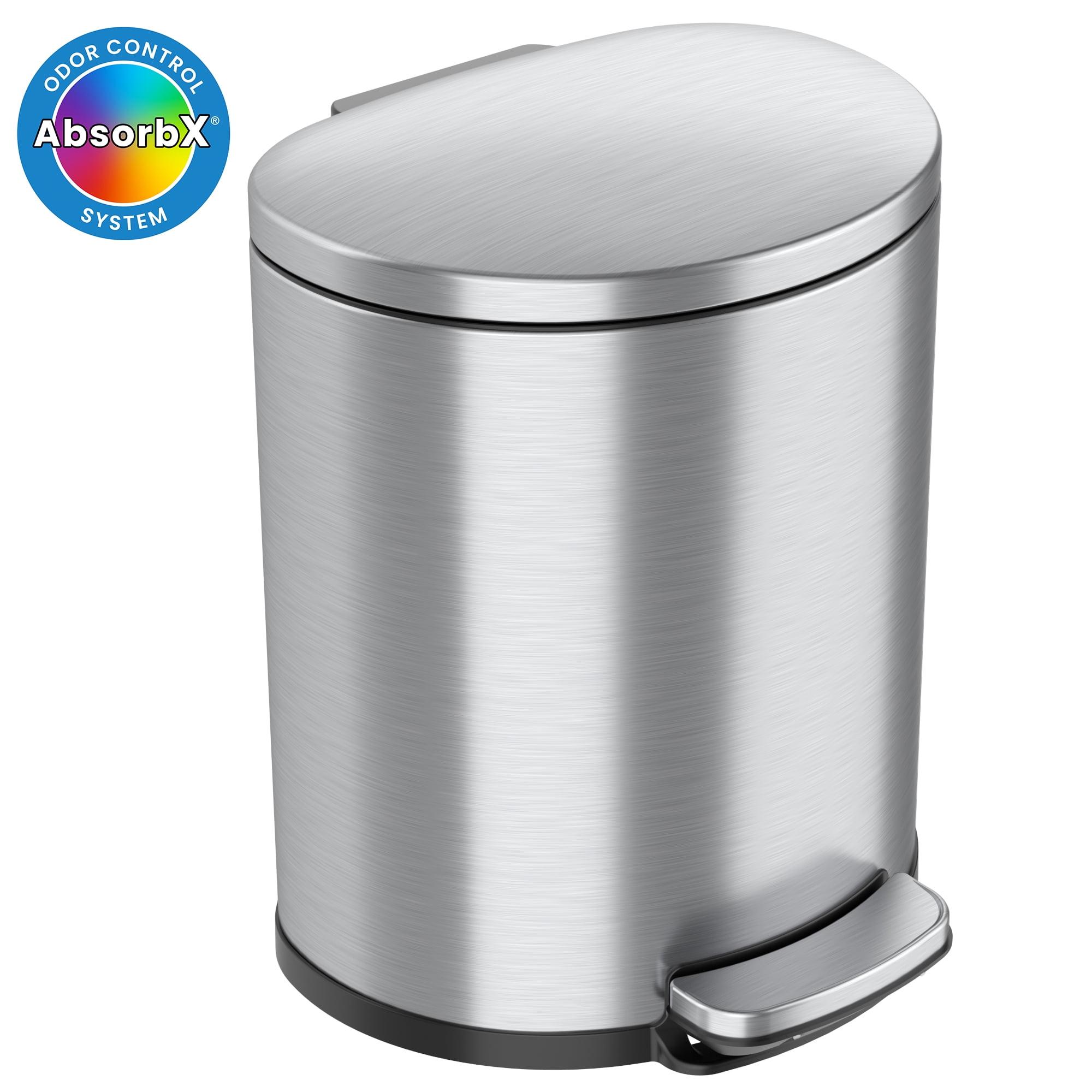 Itouchless Softstep 5 Gallon Stainless Steel Step Trash Can With Odor Filter 19 L Bathroom, Kitchen, Home Office Pedal Garbage Bin, Removable Bucket