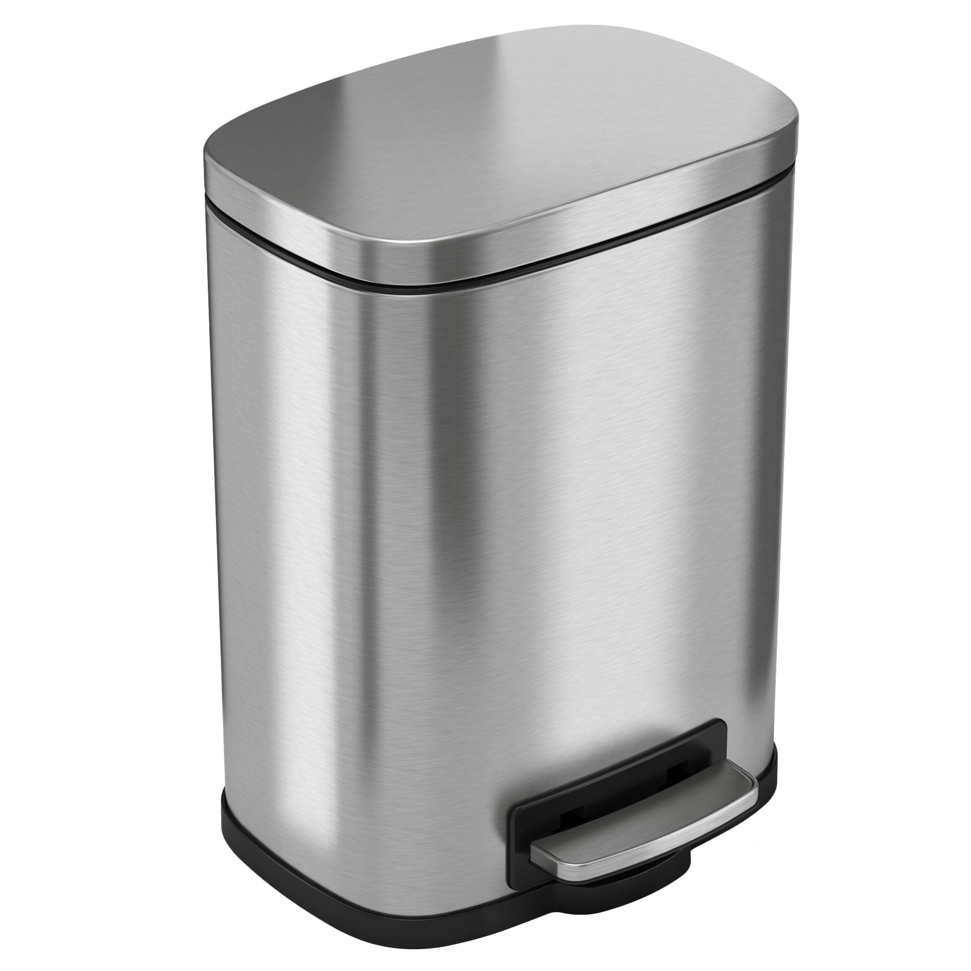 SoftStep 1.32 Gallon Brushed Stainless Steel Bathroom Trash Can