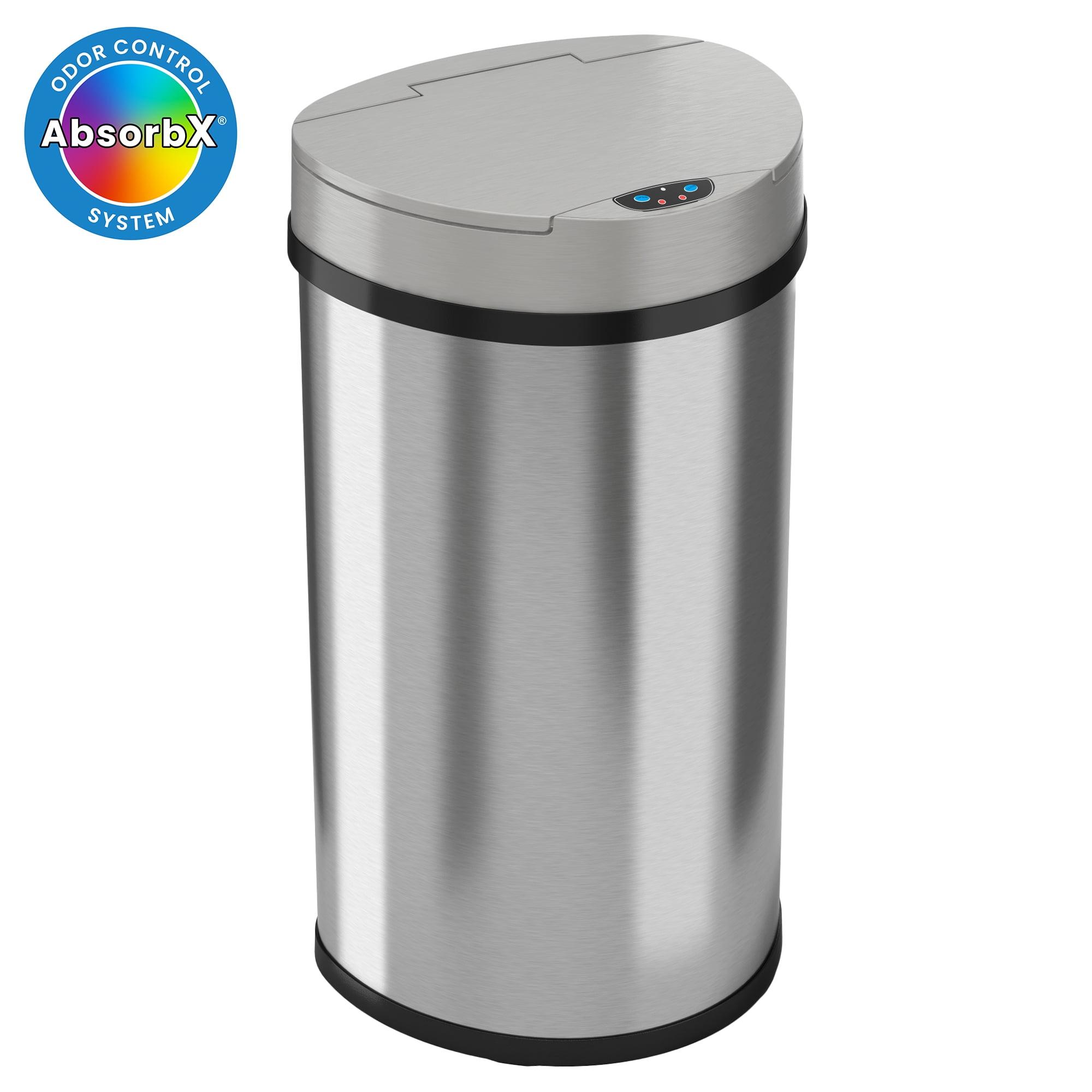 iTouchless Sensor Kitchen Trash Can with AbsorbX Odor Filter 13 Gallon Silver Stainless Steel