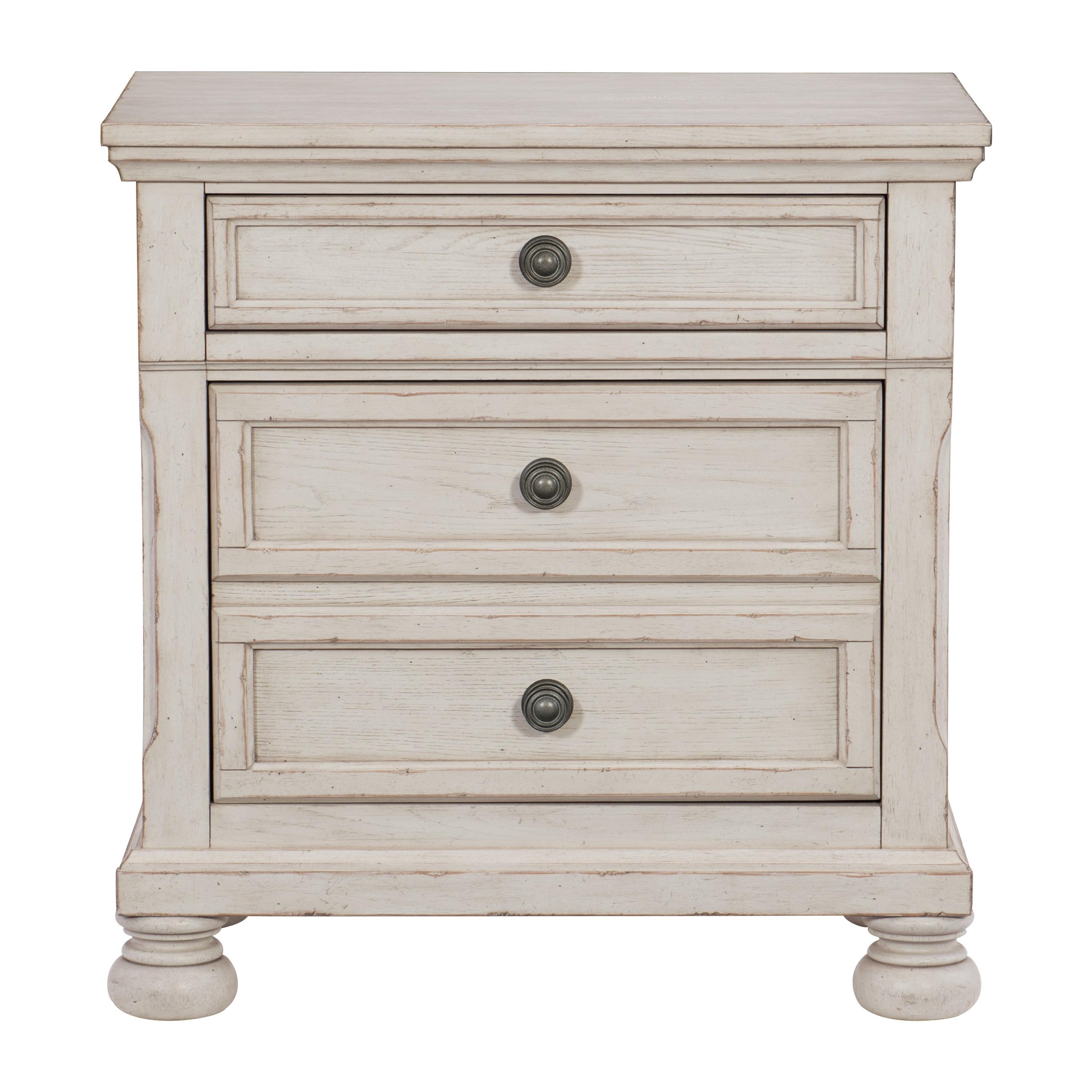 Cottage Charm Antique White 2-Drawer Nightstand with Bun Feet