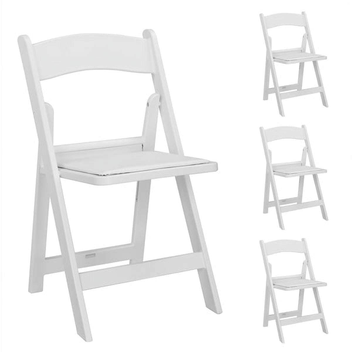 White Resin Folding Chairs with PVC Padded Seats, Set of 4