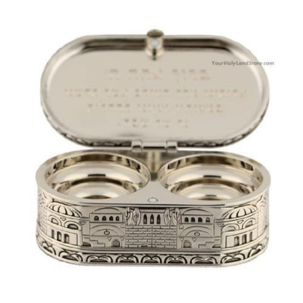 jewish shabbat travel candle holders - jerusalem candlesticks - judaica nickel