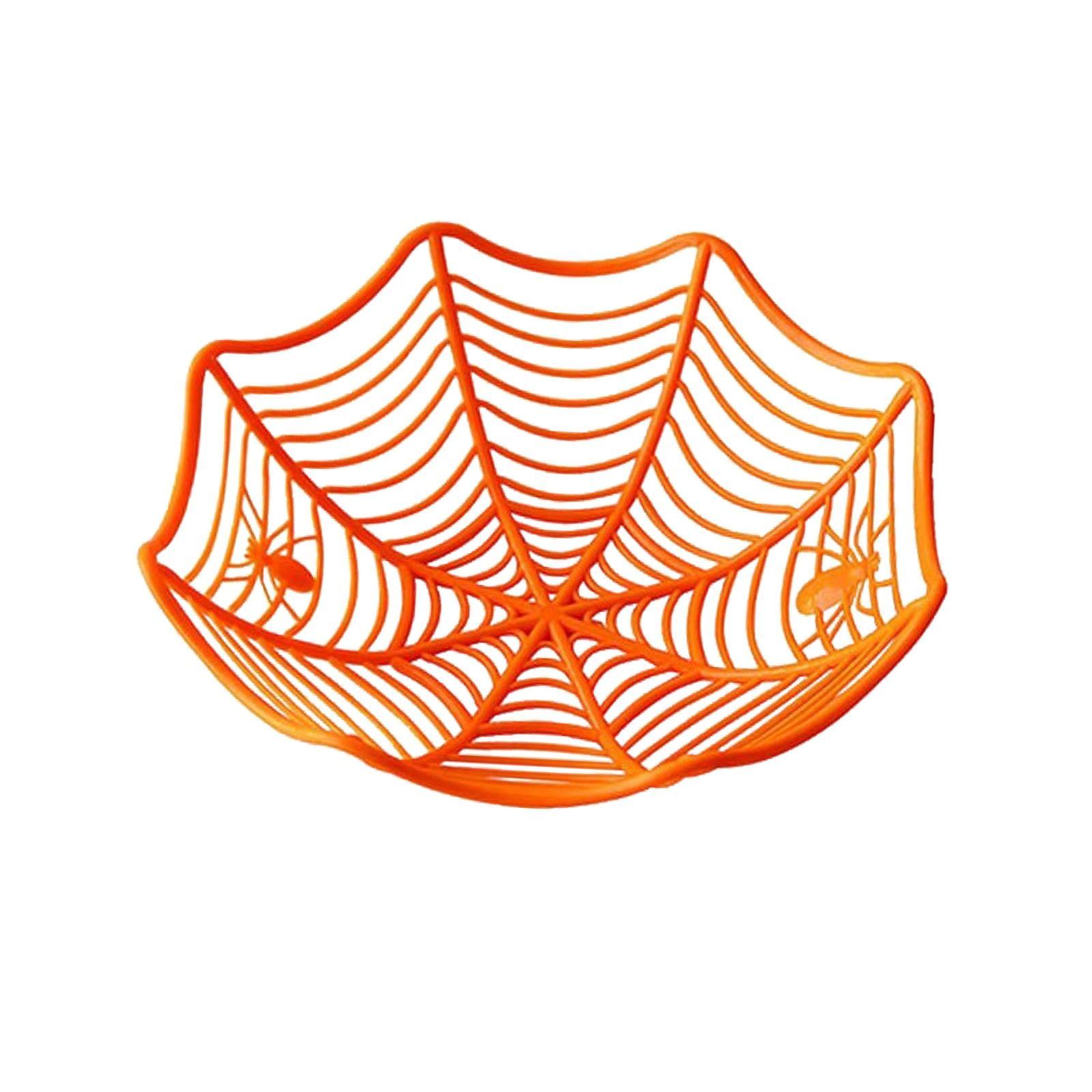 jicheng Candy Bowl Entrance Living Room Parties Supplies Halloween Web Basket orange