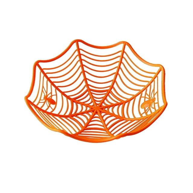jicheng Candy Bowl Entrance Living Room Parties Supplies Halloween Web Basket orange