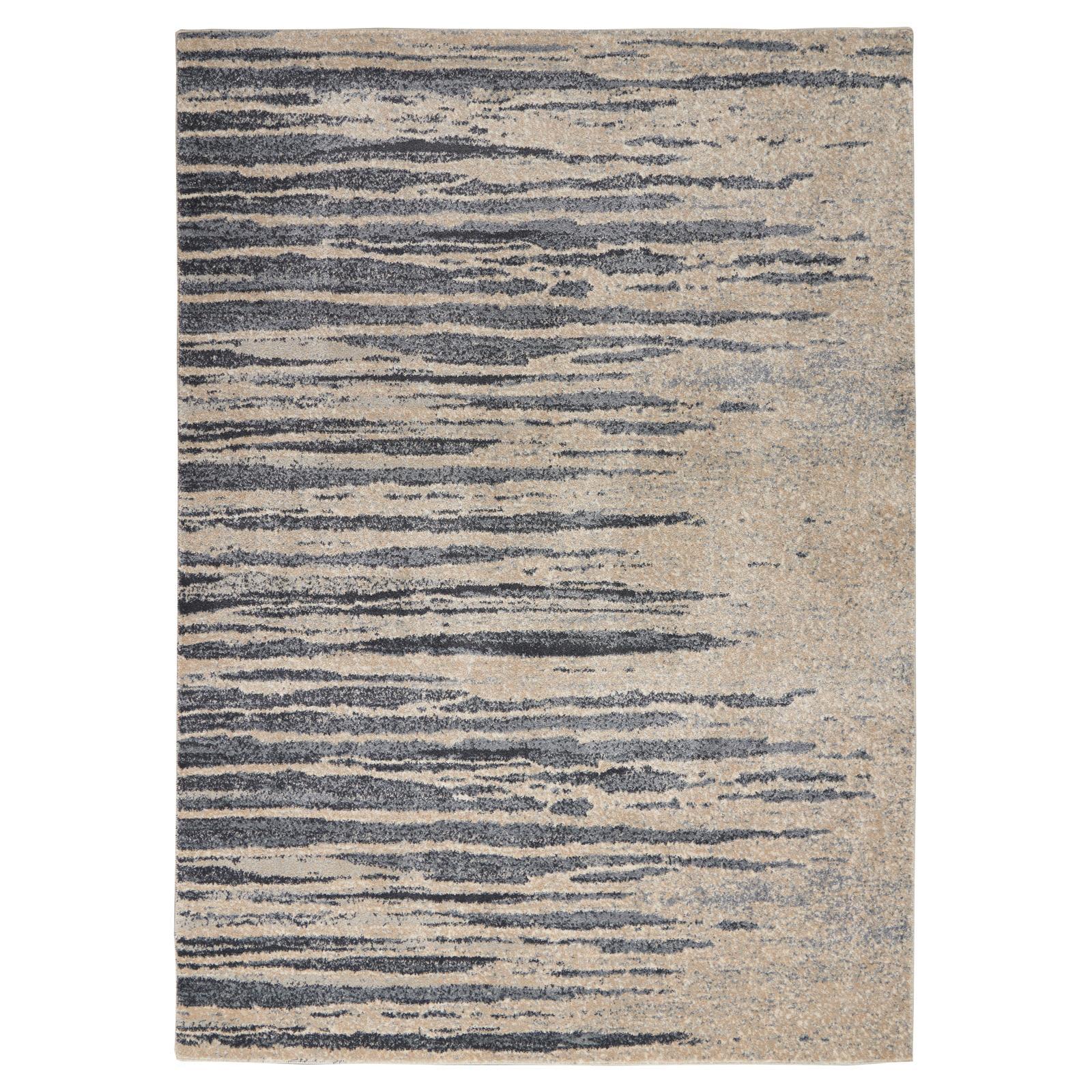 Modern Abstract Gray Synthetic 4' x 6' Easy-Care Rug