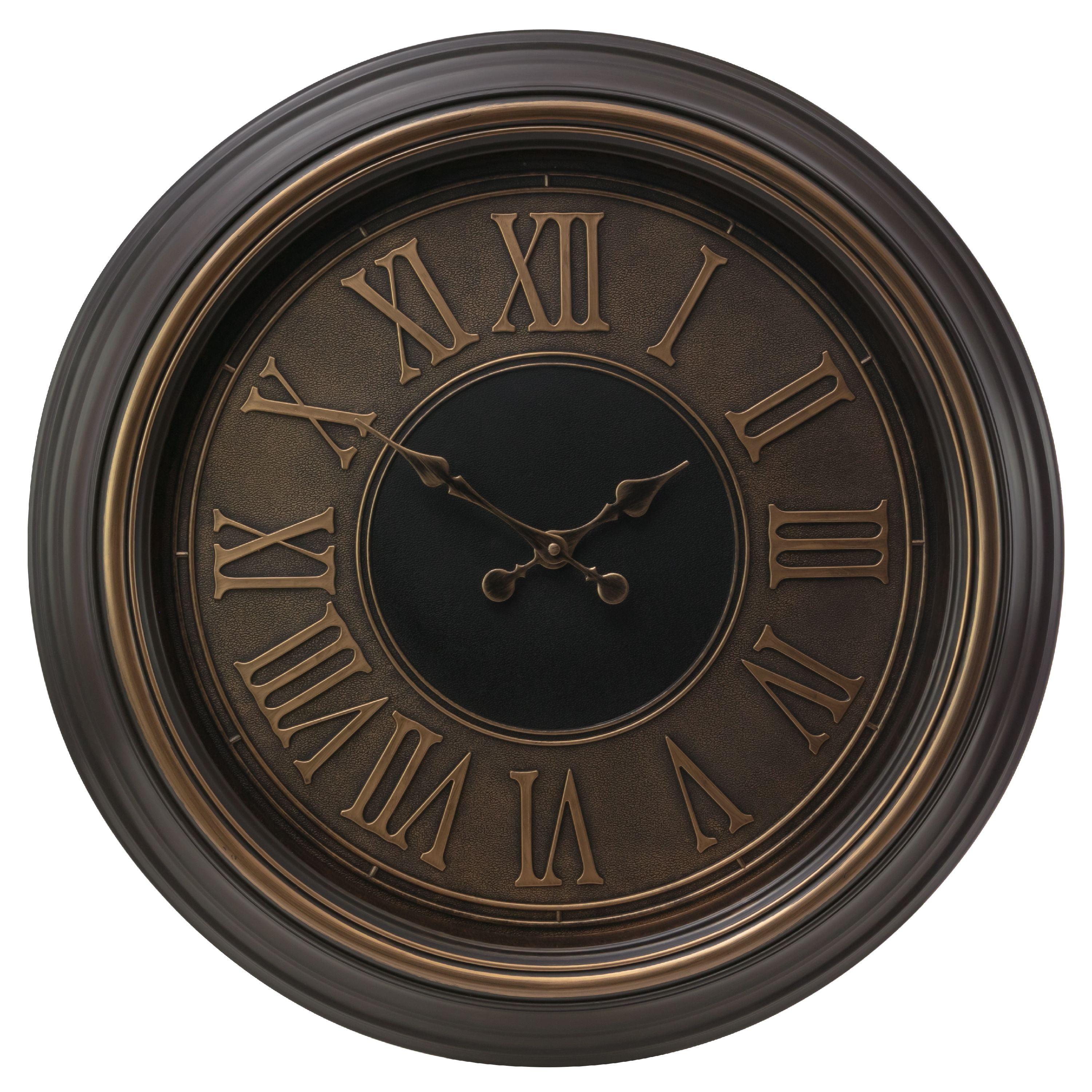 Kiera Grace 23" Genoa Oversized Wall Clock Dark Brown: Modern Analog Indoor Decor, Glass Face, No Battery Included