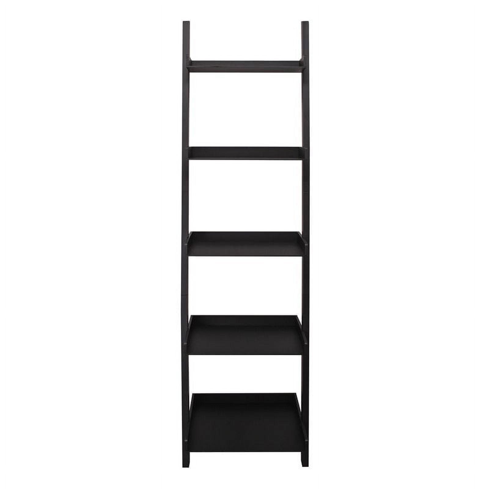 Hadfield 5-Tier Black Wood Leaning Ladder Shelf