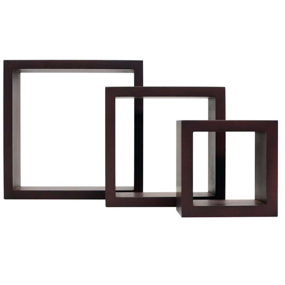 Modern Java Cubbi Floating Wall Shelves in Rich Brown MDF