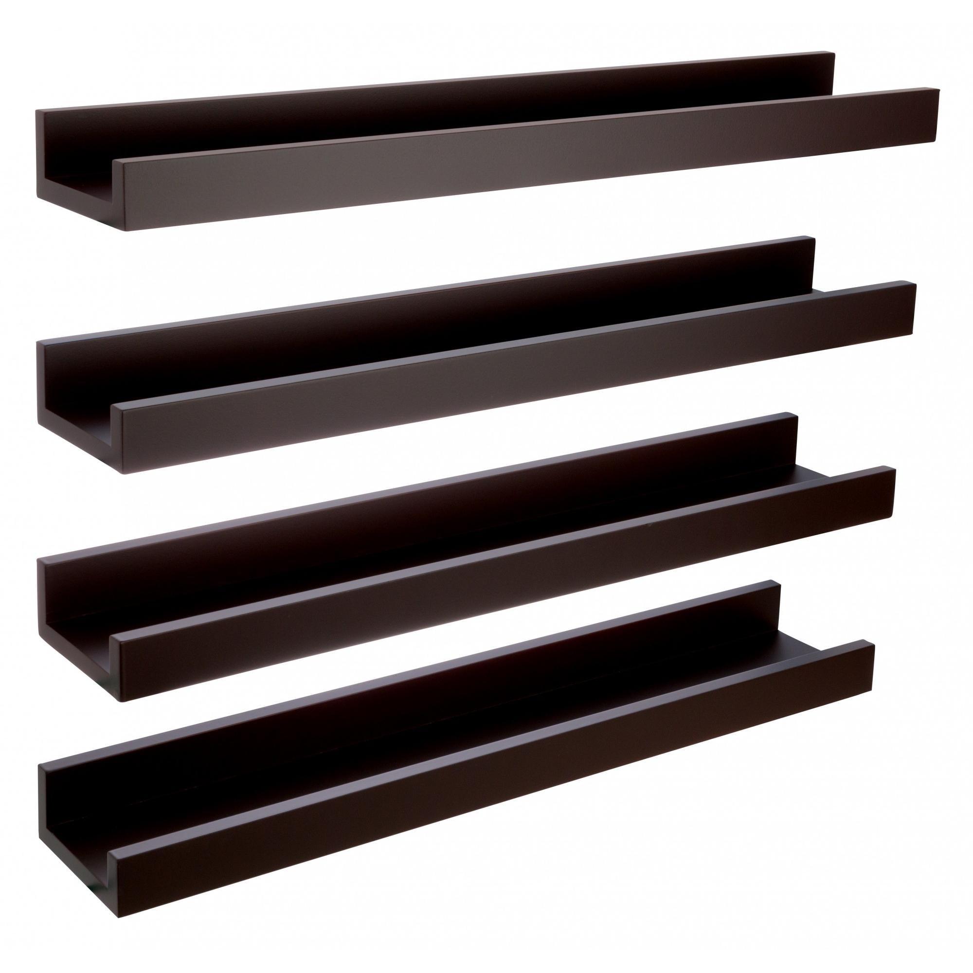 Espresso Engineered Wood Floating Wall Shelves Set of 4