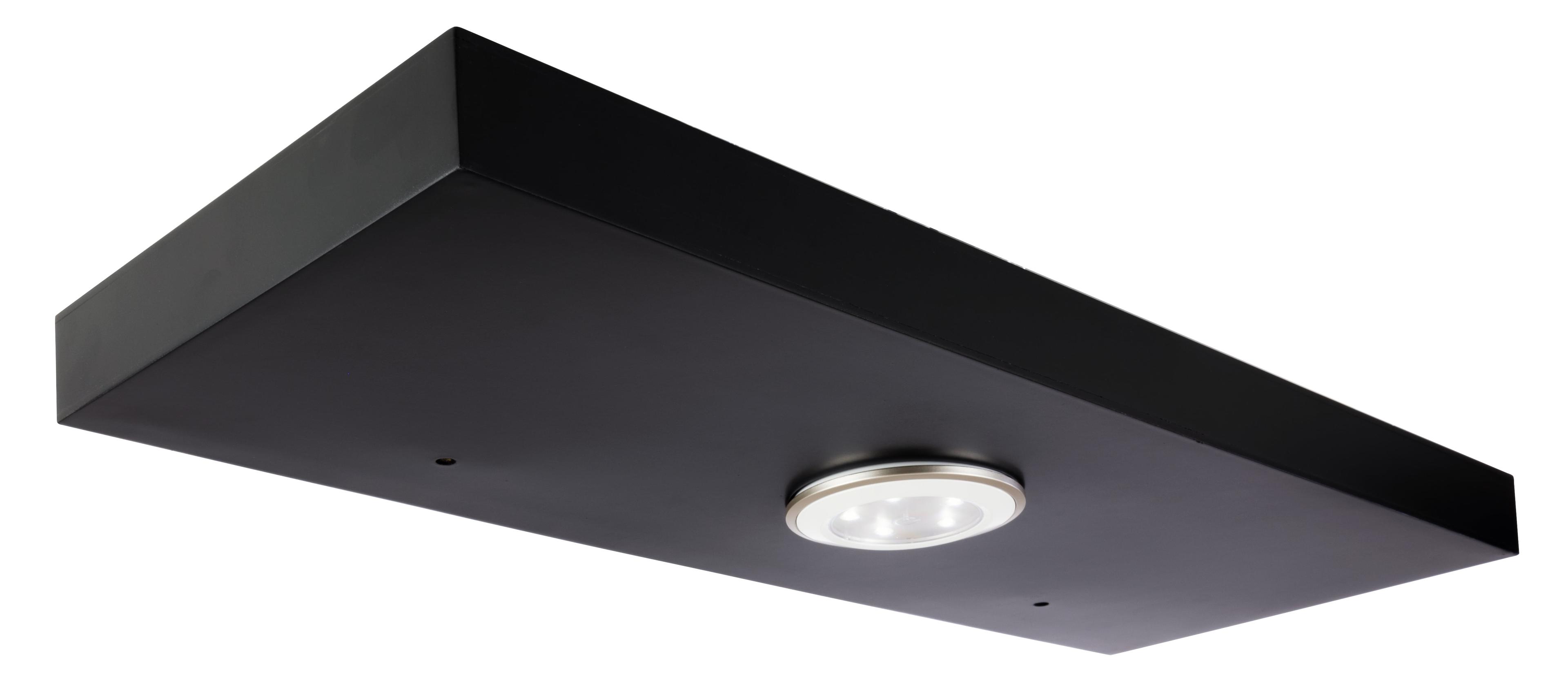 Black MDF Floating Shelf with Touch-Activated LED Light, 24-Inch