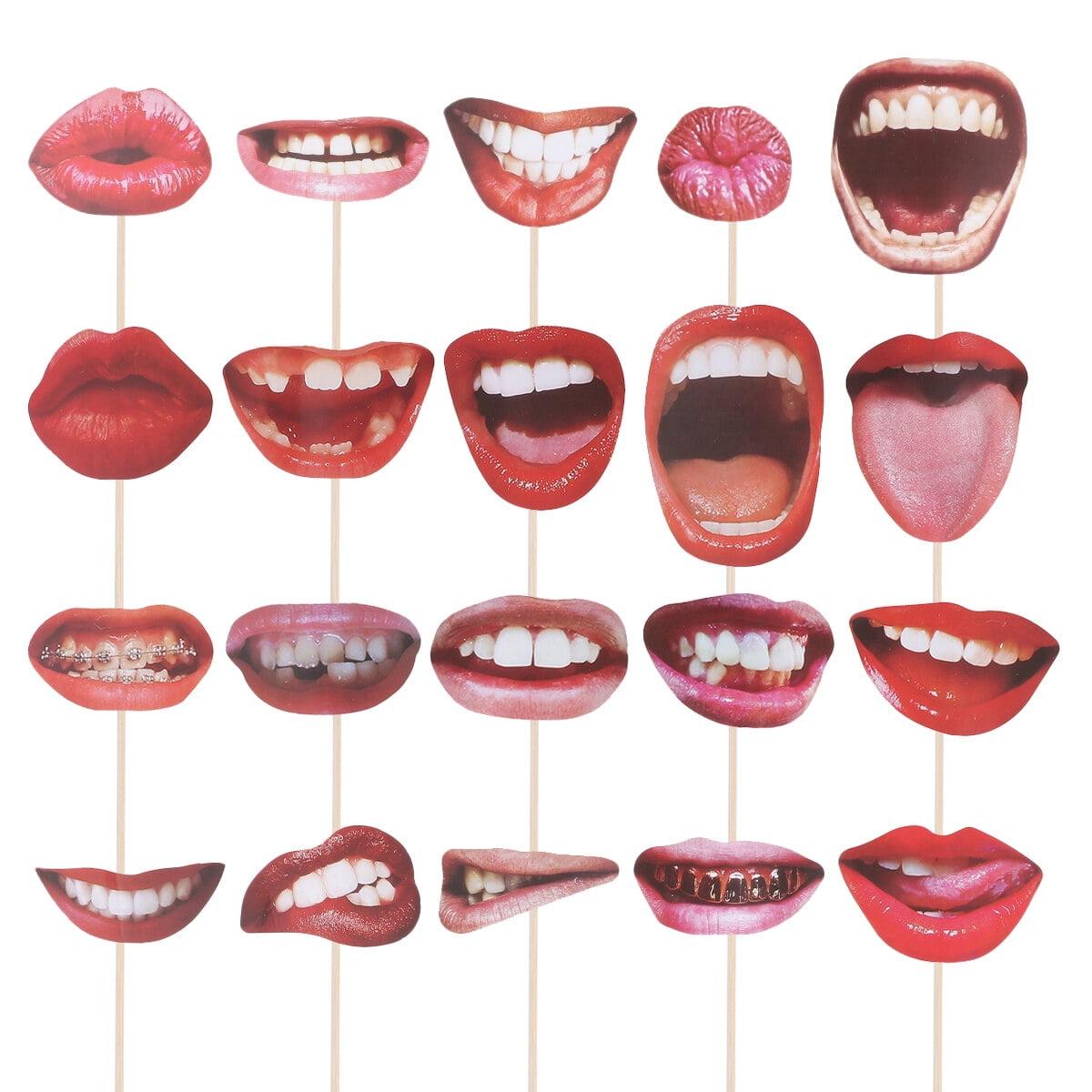 landege 20pcs Photo Booth Props Funny Red Lips Selfie Props Unique Picture Shooting Props for Party Festival Gathering