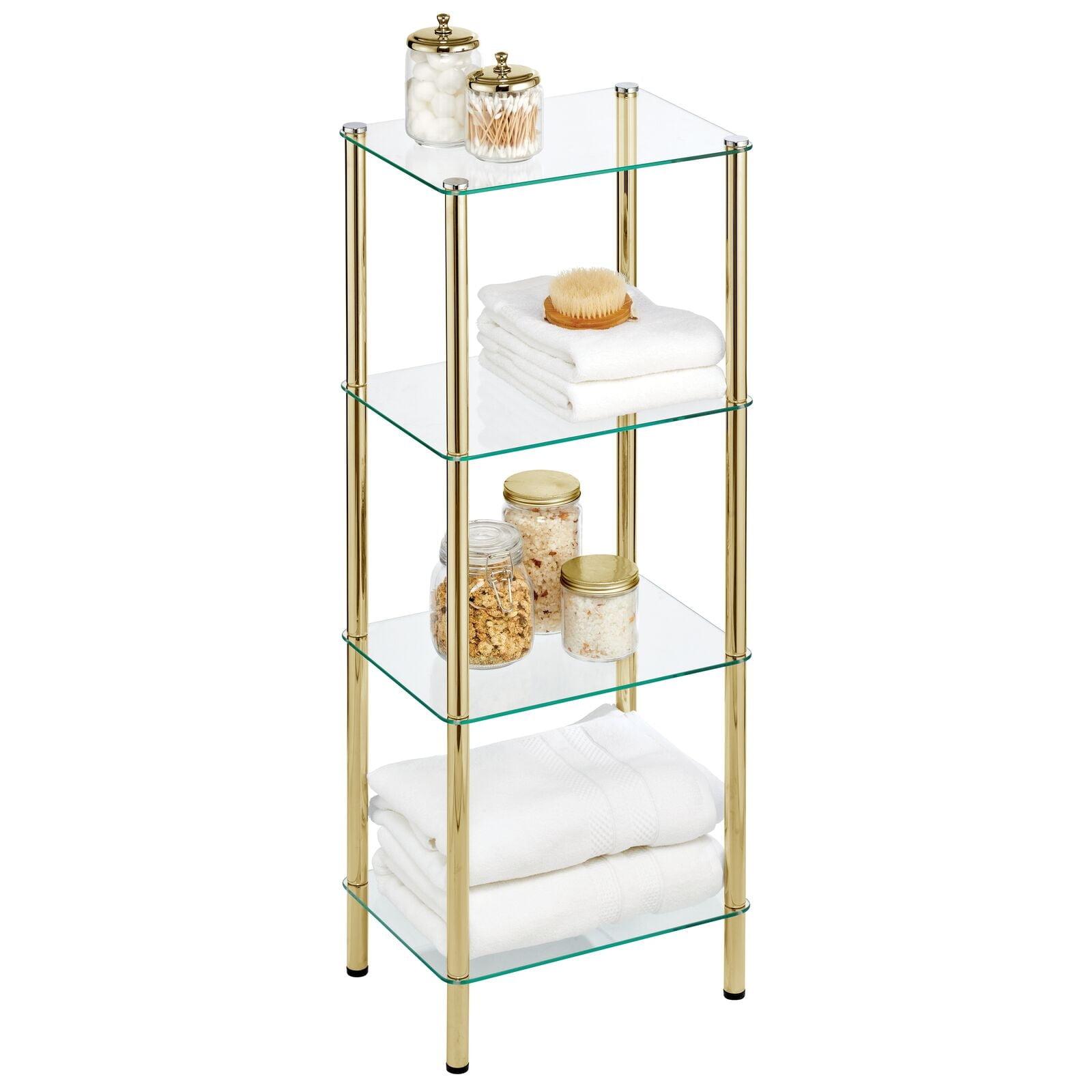 mDesign mDesign 4-Tier Glass/Metal Standing Shelf Organizer Display Unit