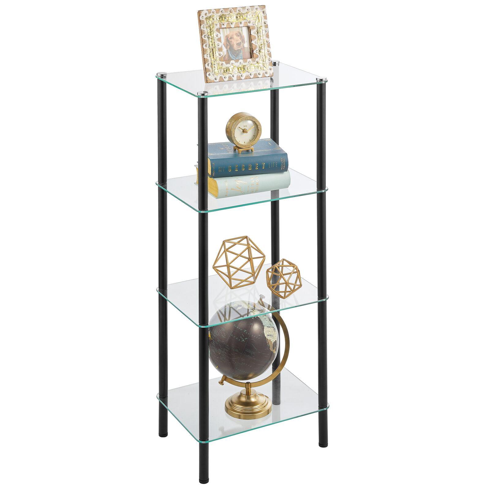 mDesign 4-Tier Glass/Metal Standing Shelf Organizer Display Unit