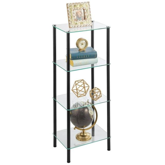 mDesign mDesign 4-Tier Glass/Metal Standing Shelf Organizer Display Unit