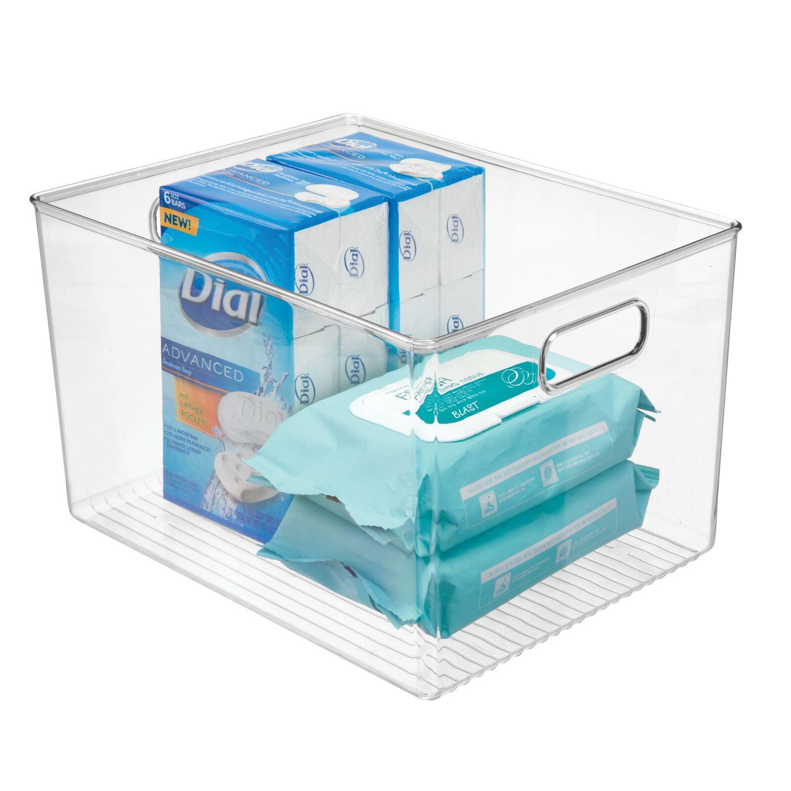 Clear Plastic Vanity Storage Organizer Bin with Easy-Carry Handles