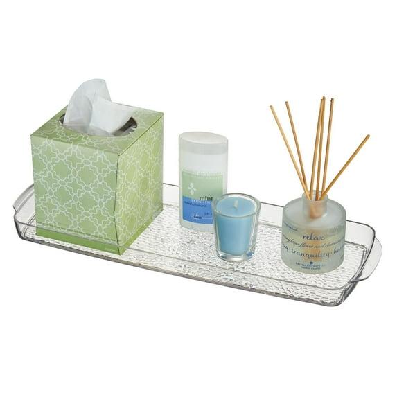 mDesign Long Plastic Bathroom Toilet Tank Storage Vanity Accessory Tray - Clear