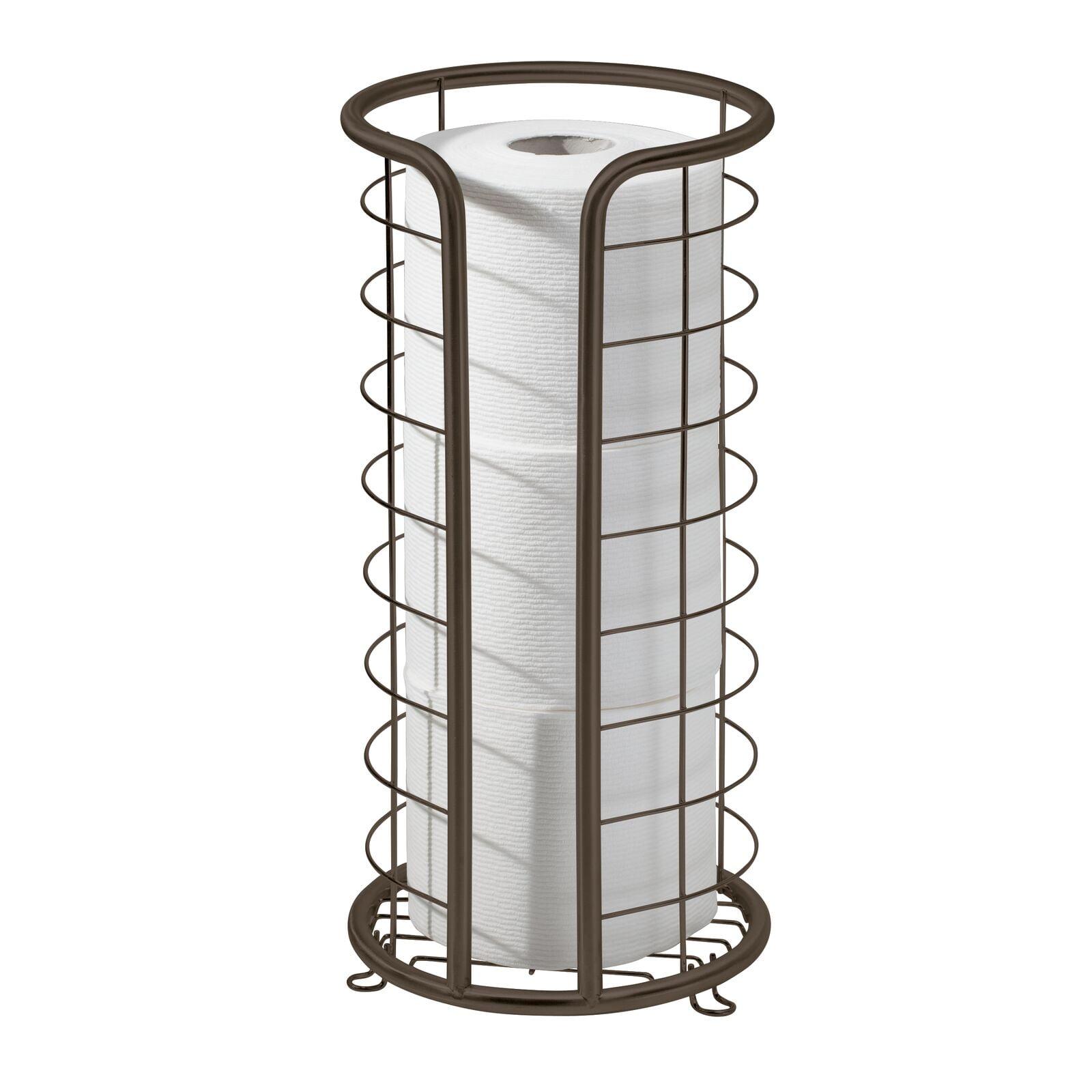 mDesign 5UYG90 mDesign Metal Toilet Paper Holder Stand, Freestanding 3 Roll Reserve