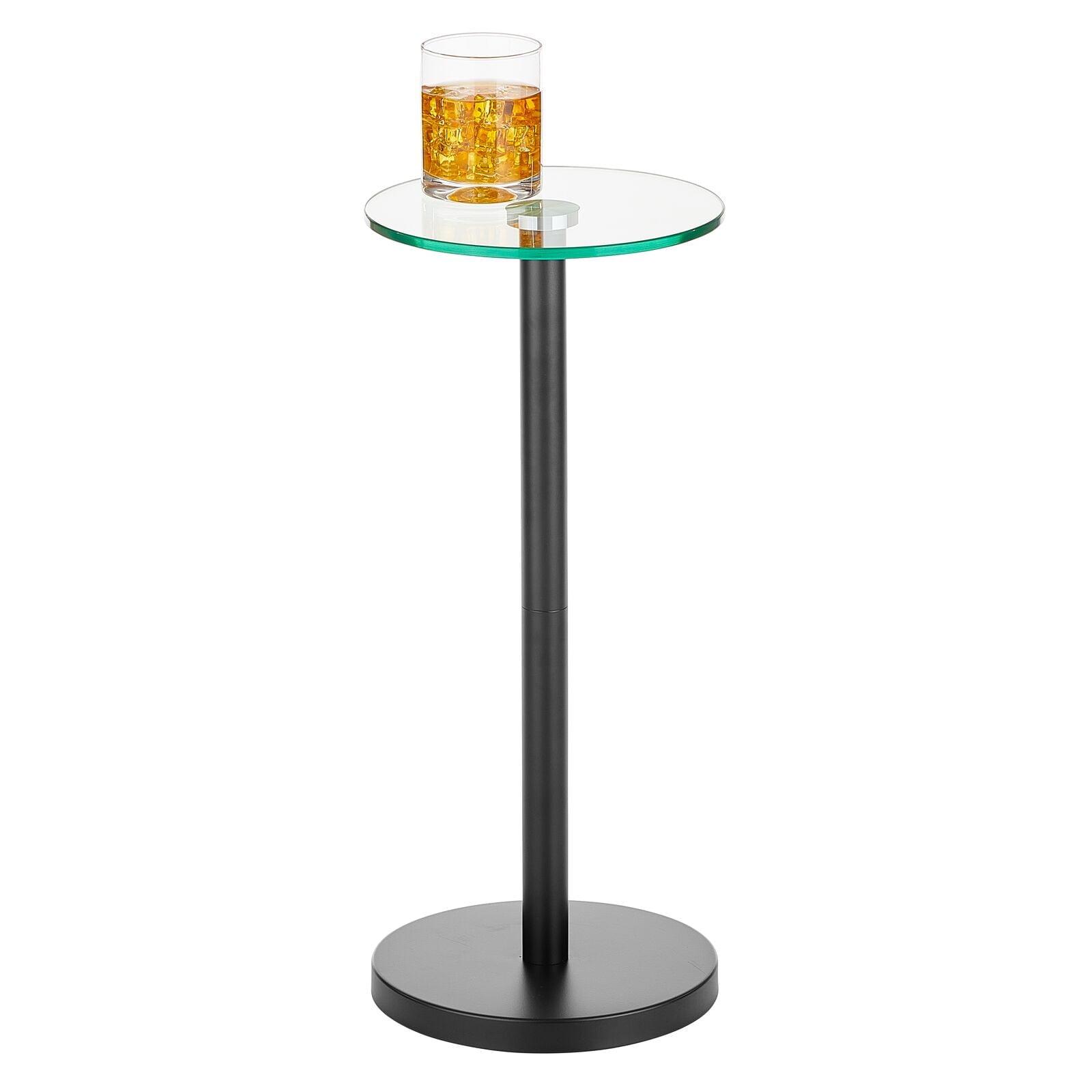 Clear Glass Top Round Metal Drink Table