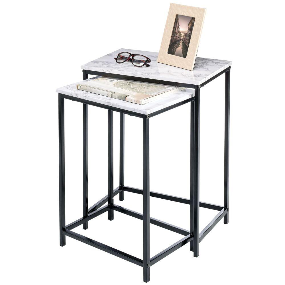 mDesign Modern Home Decor, Metal Wood End Table