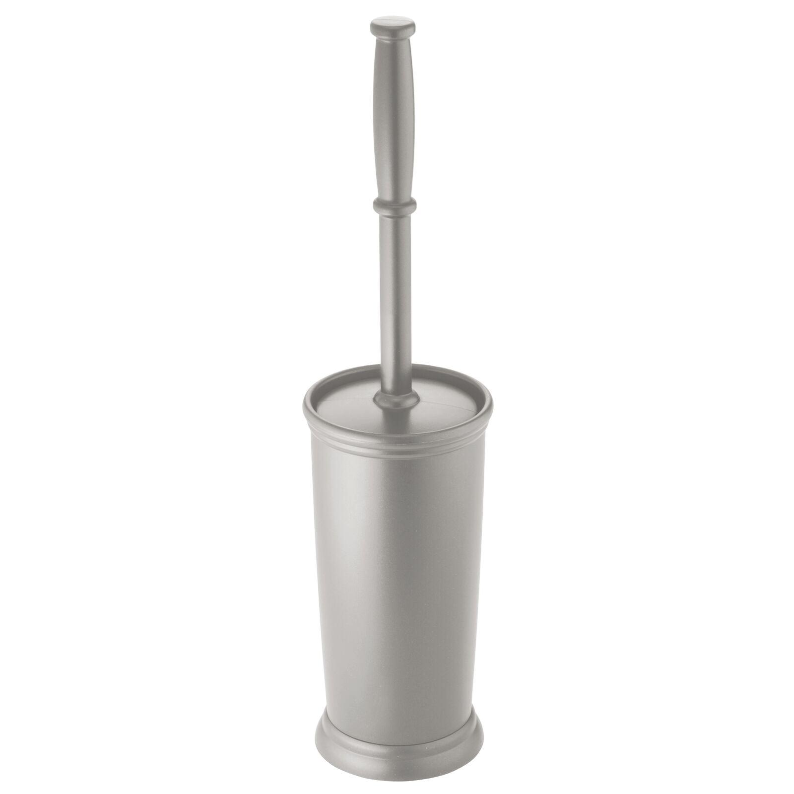 Gray Plastic Compact Bathroom Toilet Brush and Holder