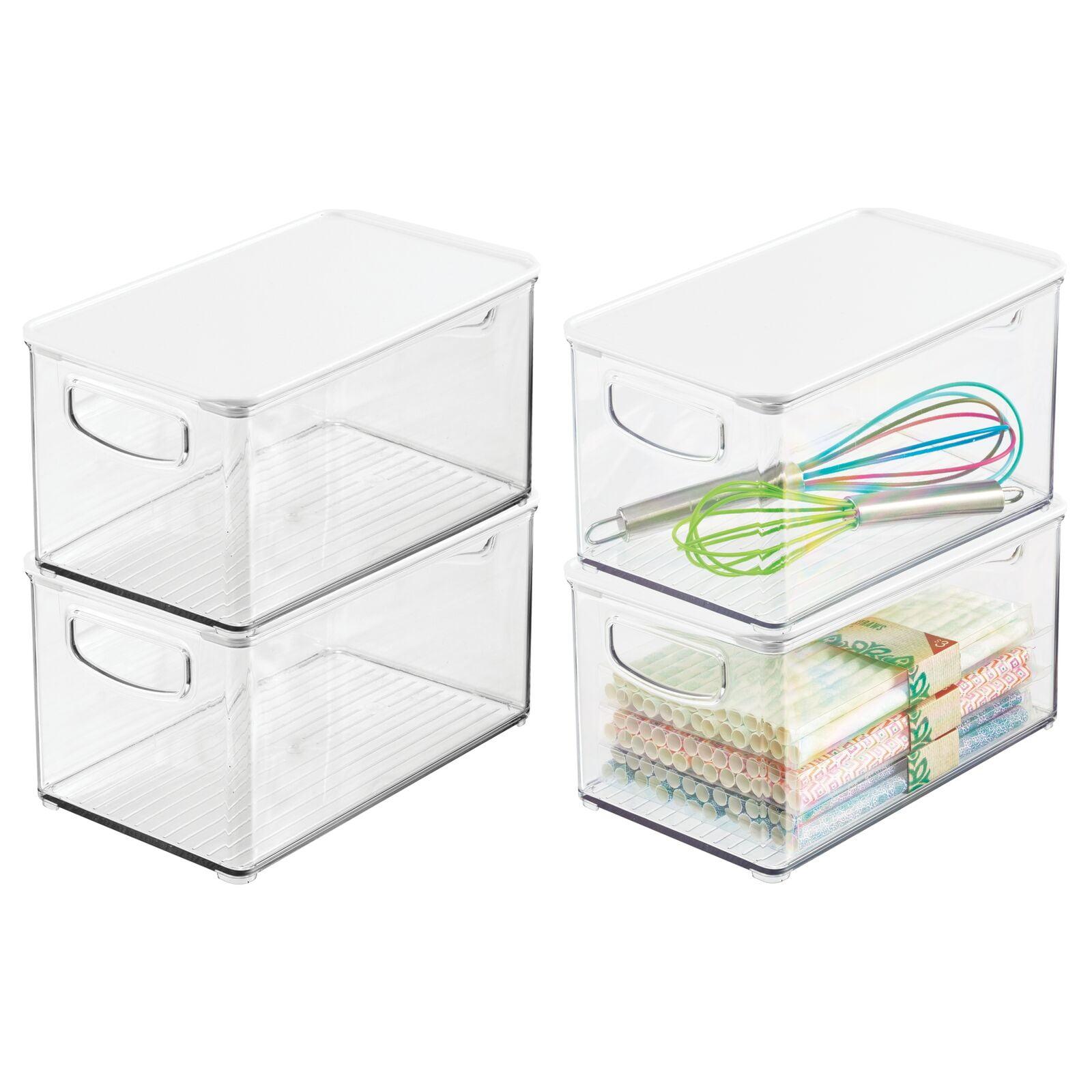 mDesign Plastic Deep Kitchen Storage Bin Box, Lid/Handles