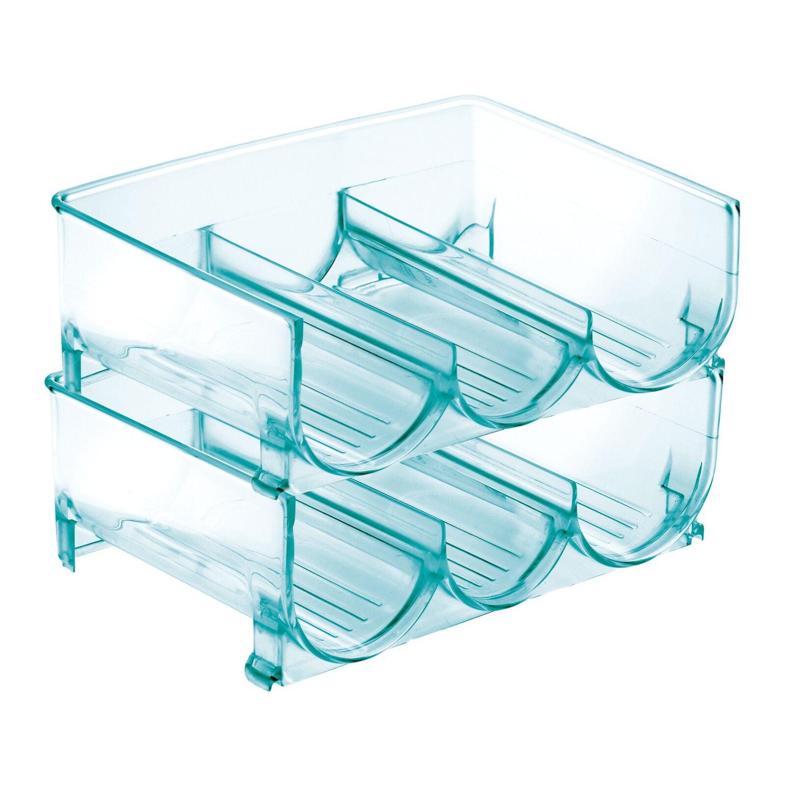 mDesign Plastic Free-Standing Stackable 3 Bottle Storage Rack, 2 Pack, Blue Tint