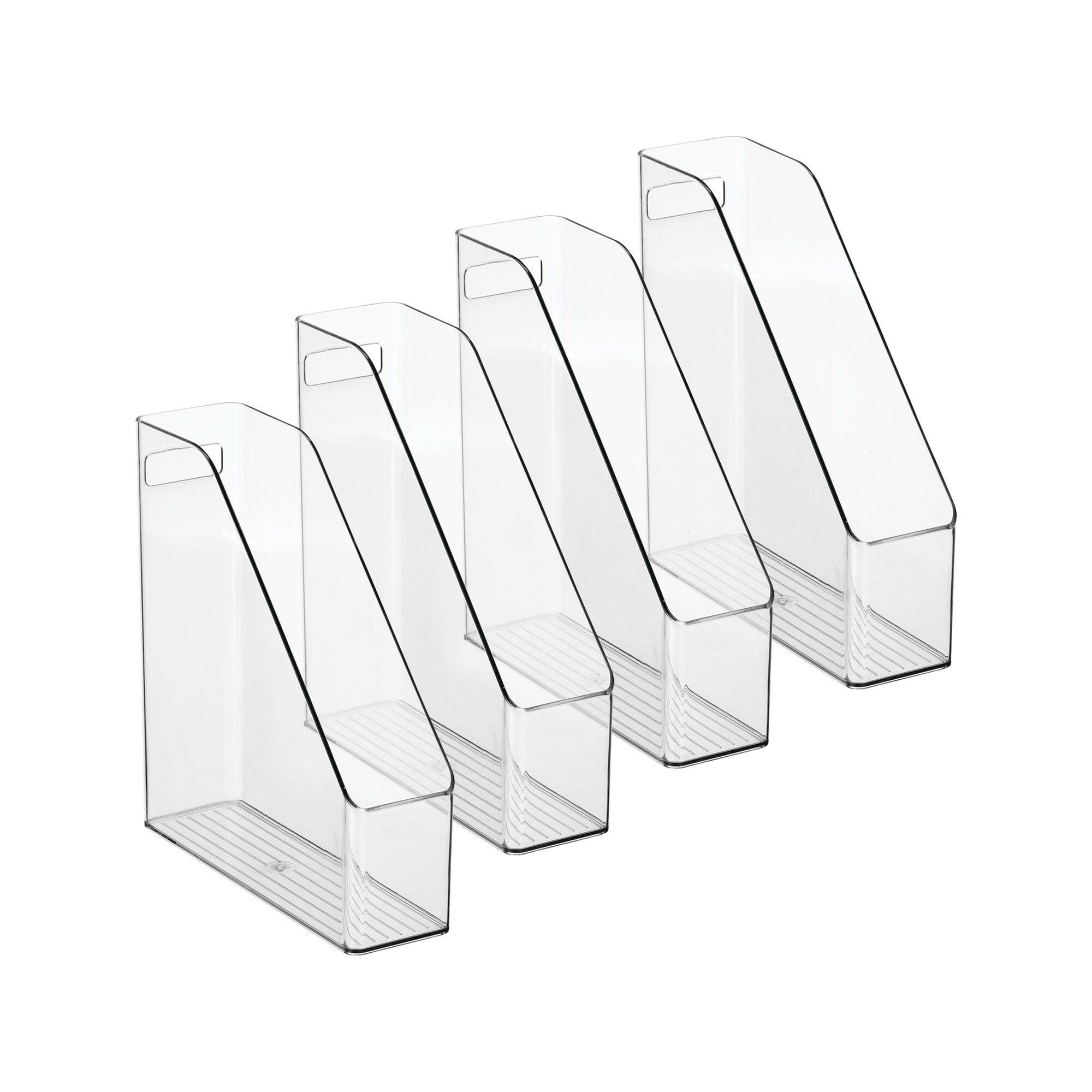 mDesign mDesign Plastic Slim File Folder Storage Organizer with Handle (Set of 4)