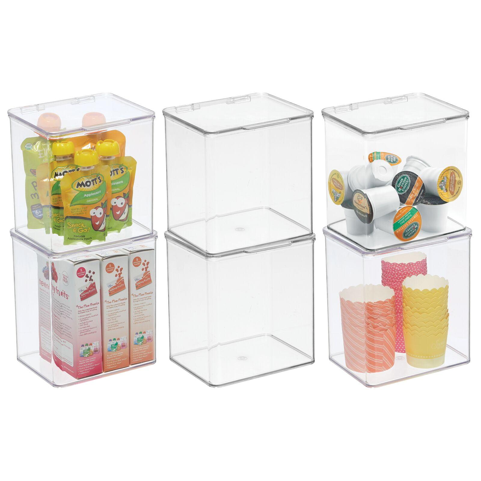 mDesign Plastic Kitchen Pantry/Fridge Storage Organizer, Hinge Lid